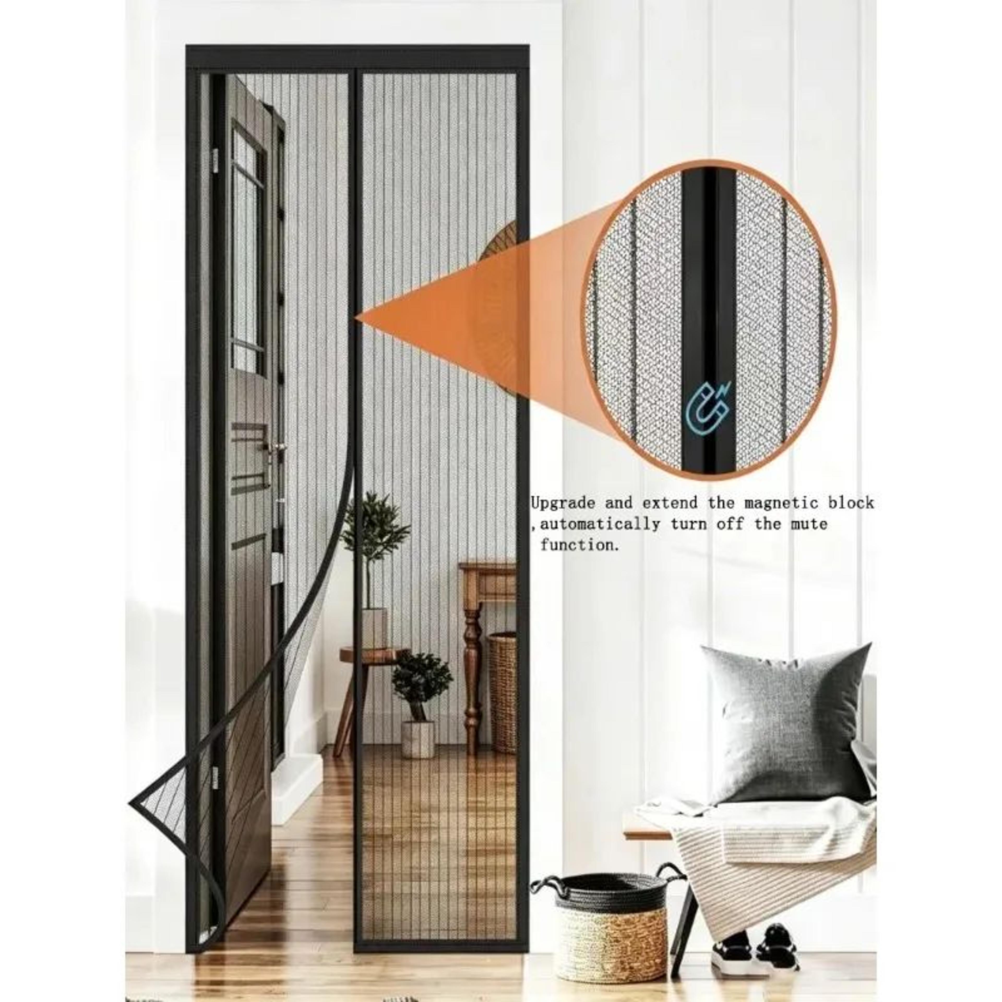 reinforced magnetic screen door diamond mesh curtain