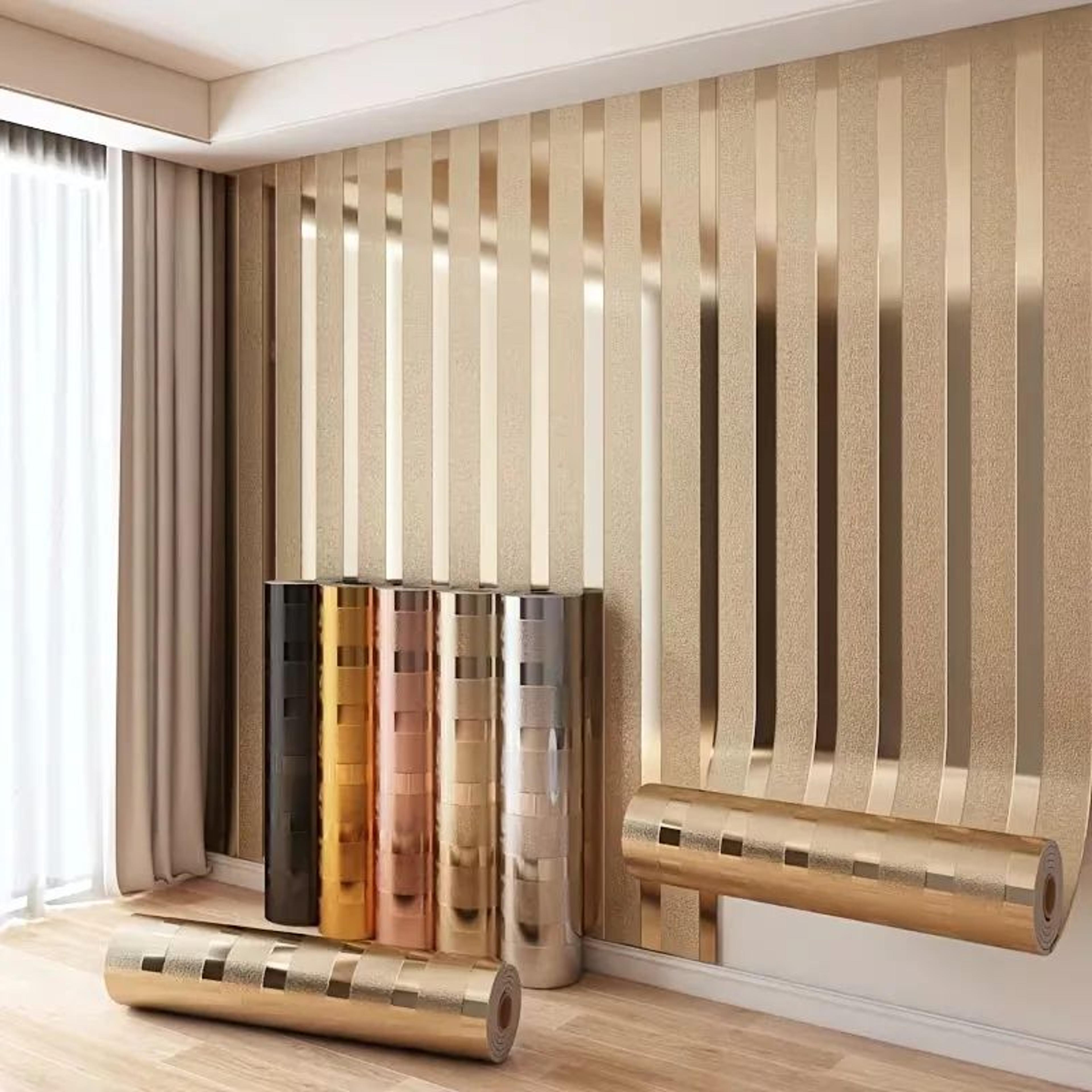 gold metallic striped peel and stick wallpaper
