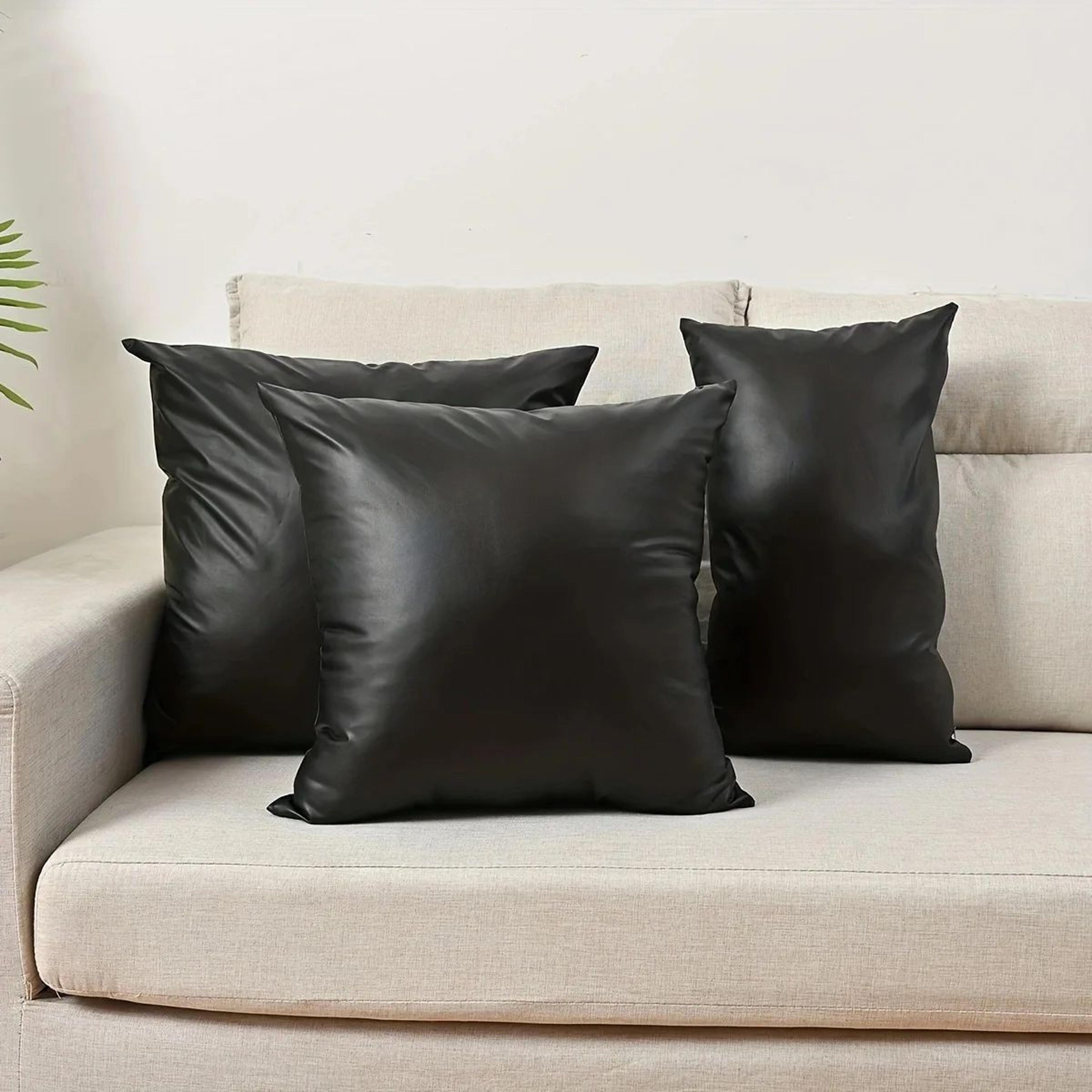 modern faux leather throw pillow cover