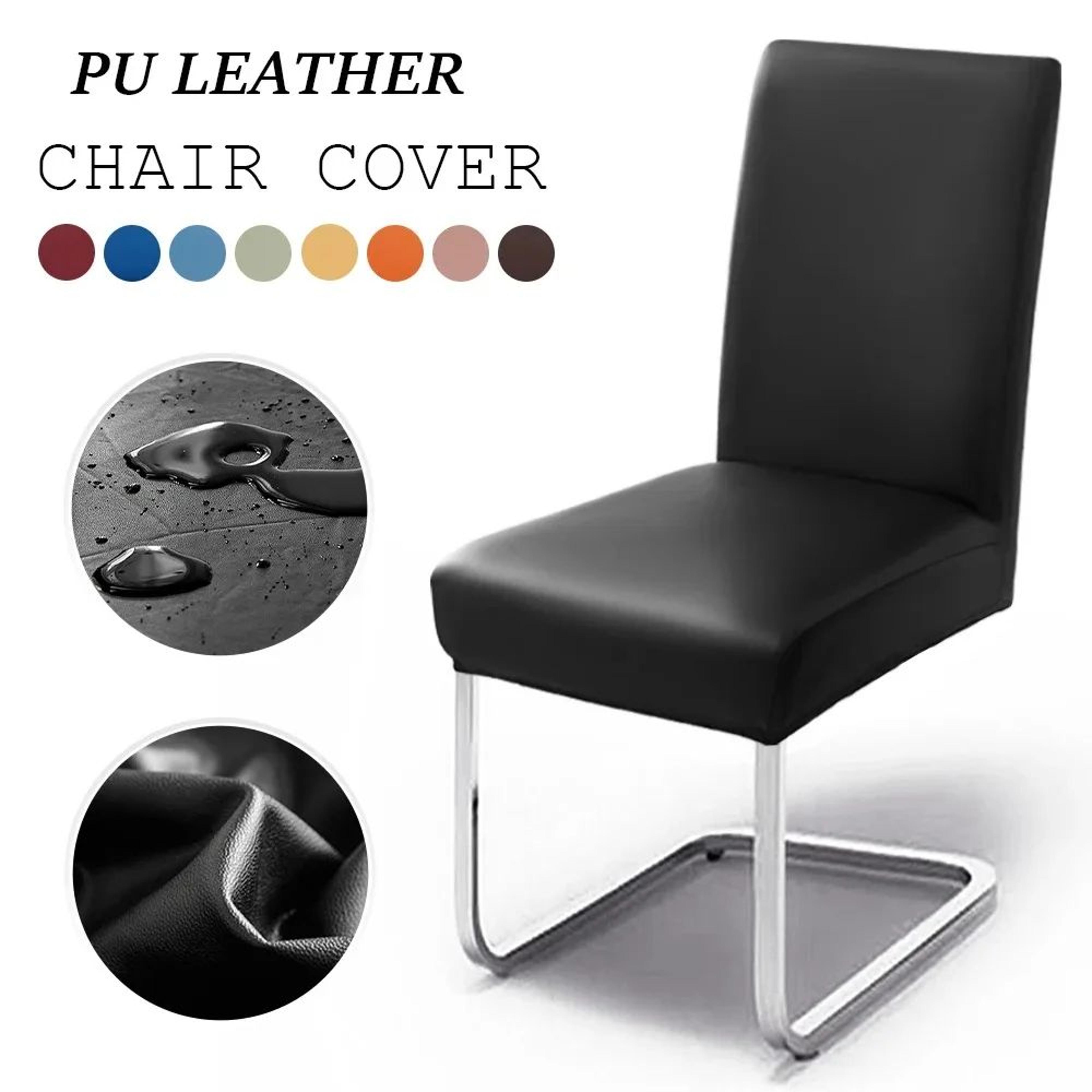 stretch pu leather dining chair cover