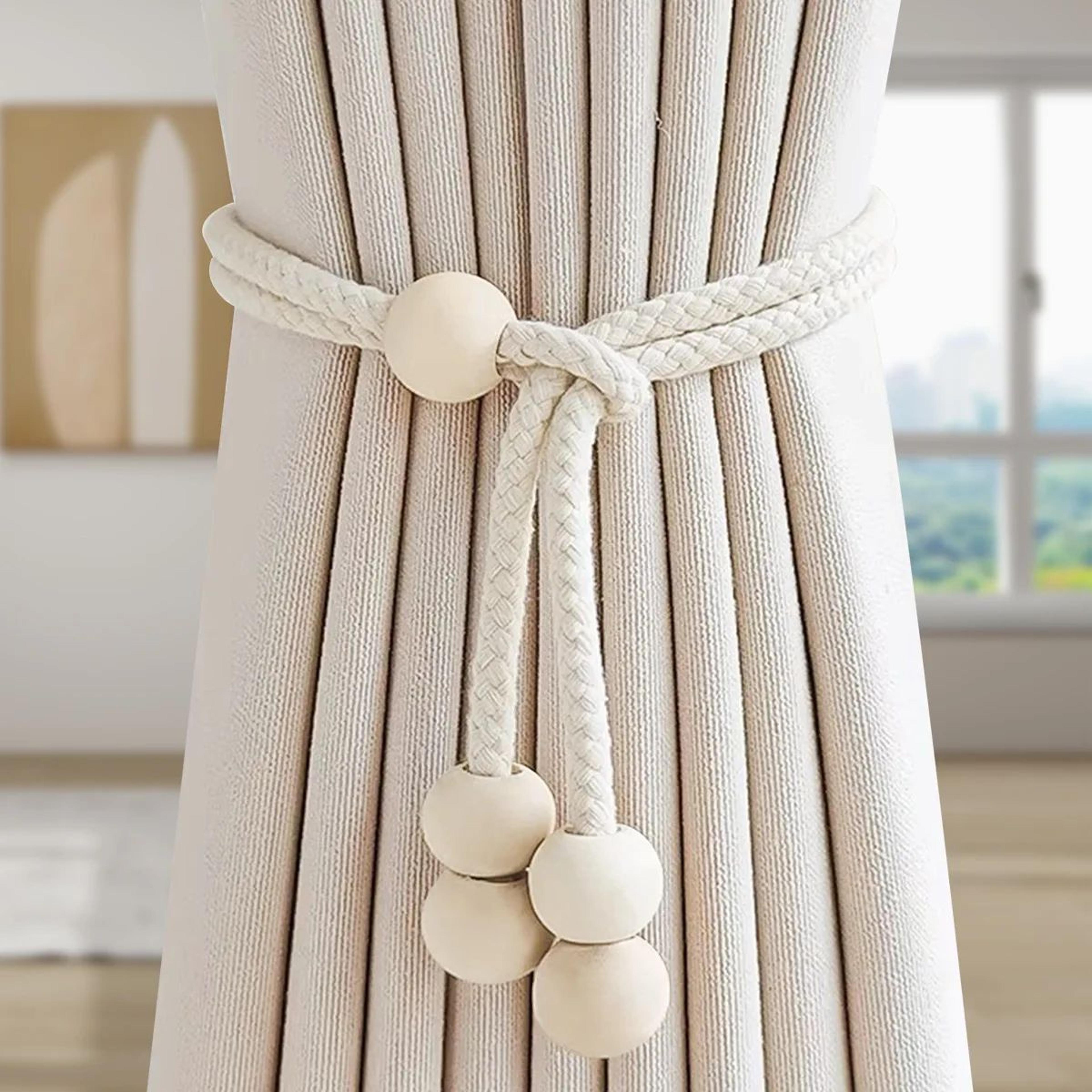boho wooden magnetic curtain tiebacks