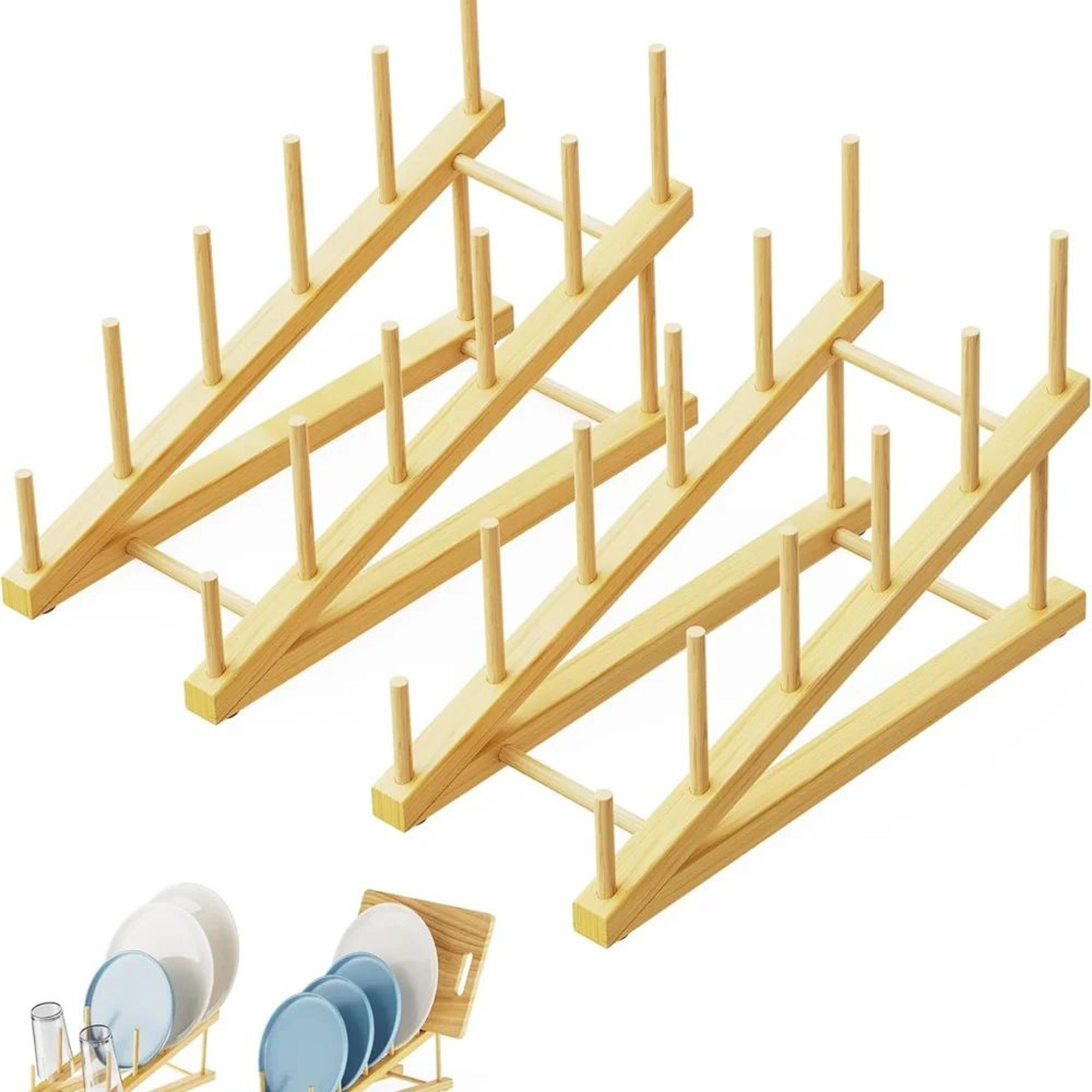 bamboo plate rack and kitchen organizer