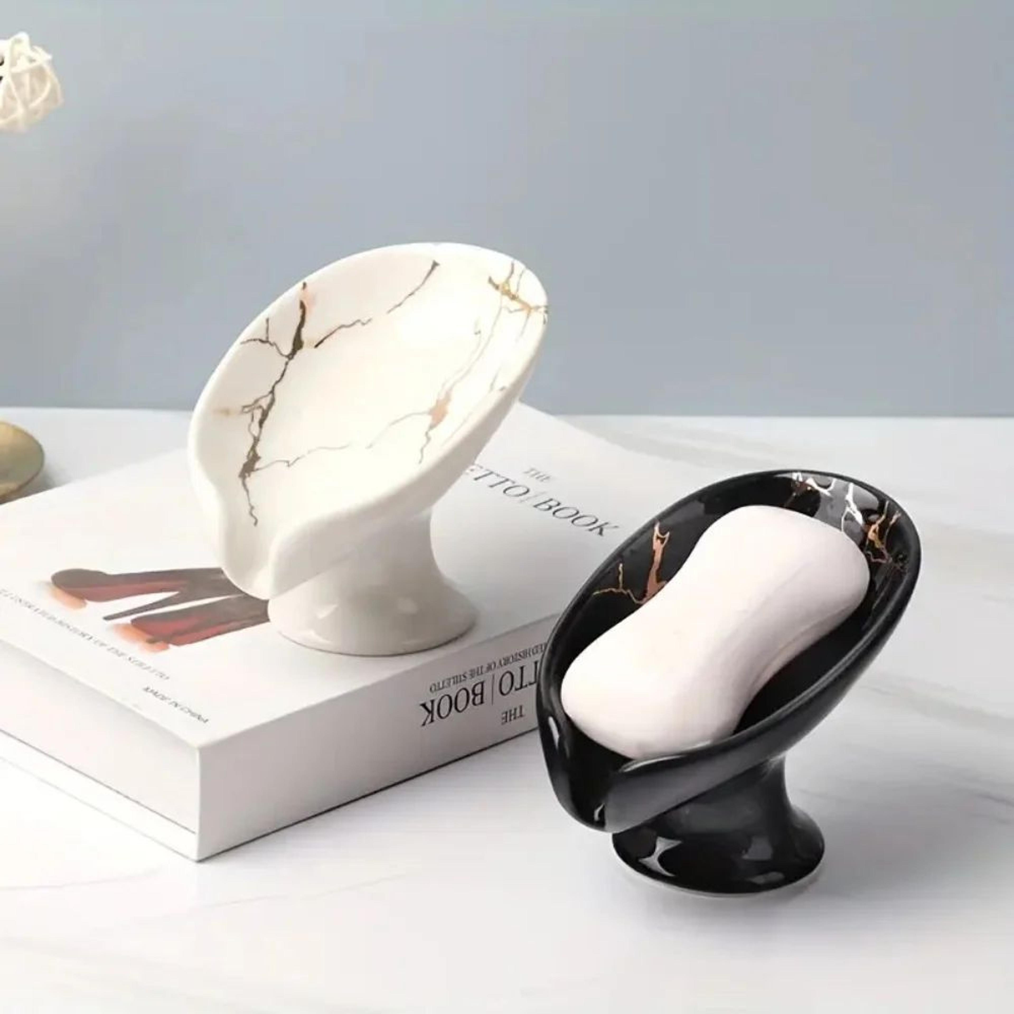 ceramic leaf self draining soap dish