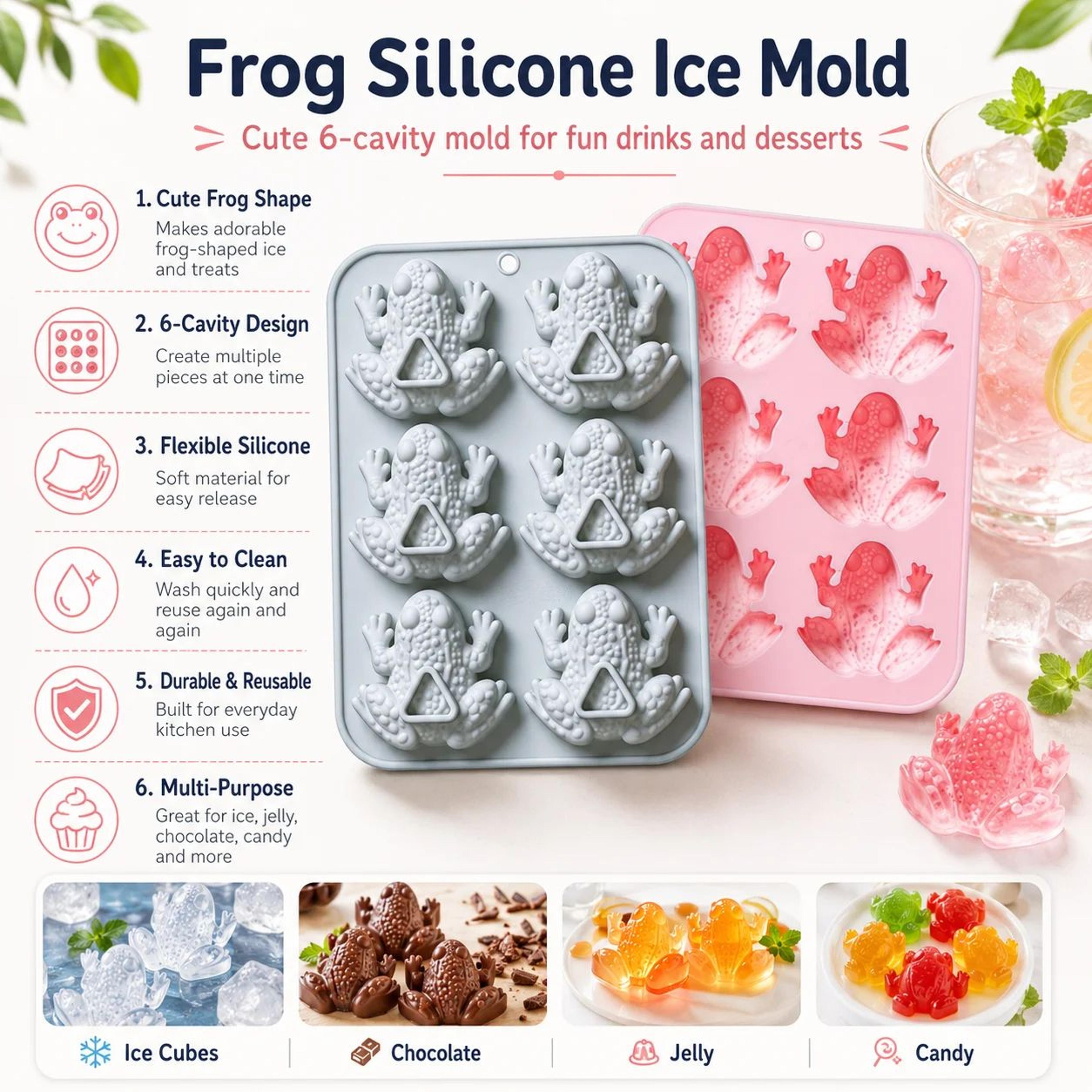 6 cavity 3d frog silicone mold