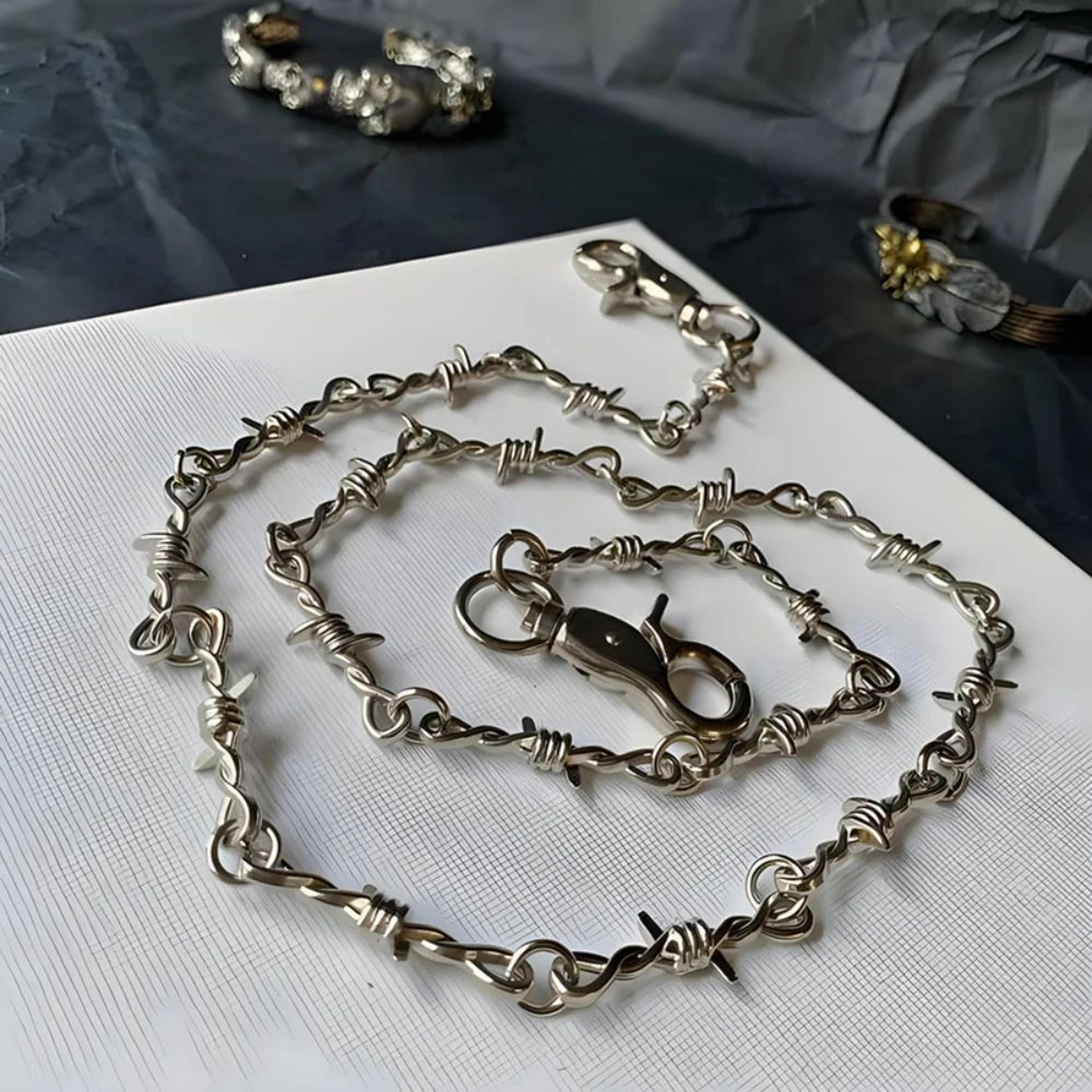 barbed wire punk pants chain