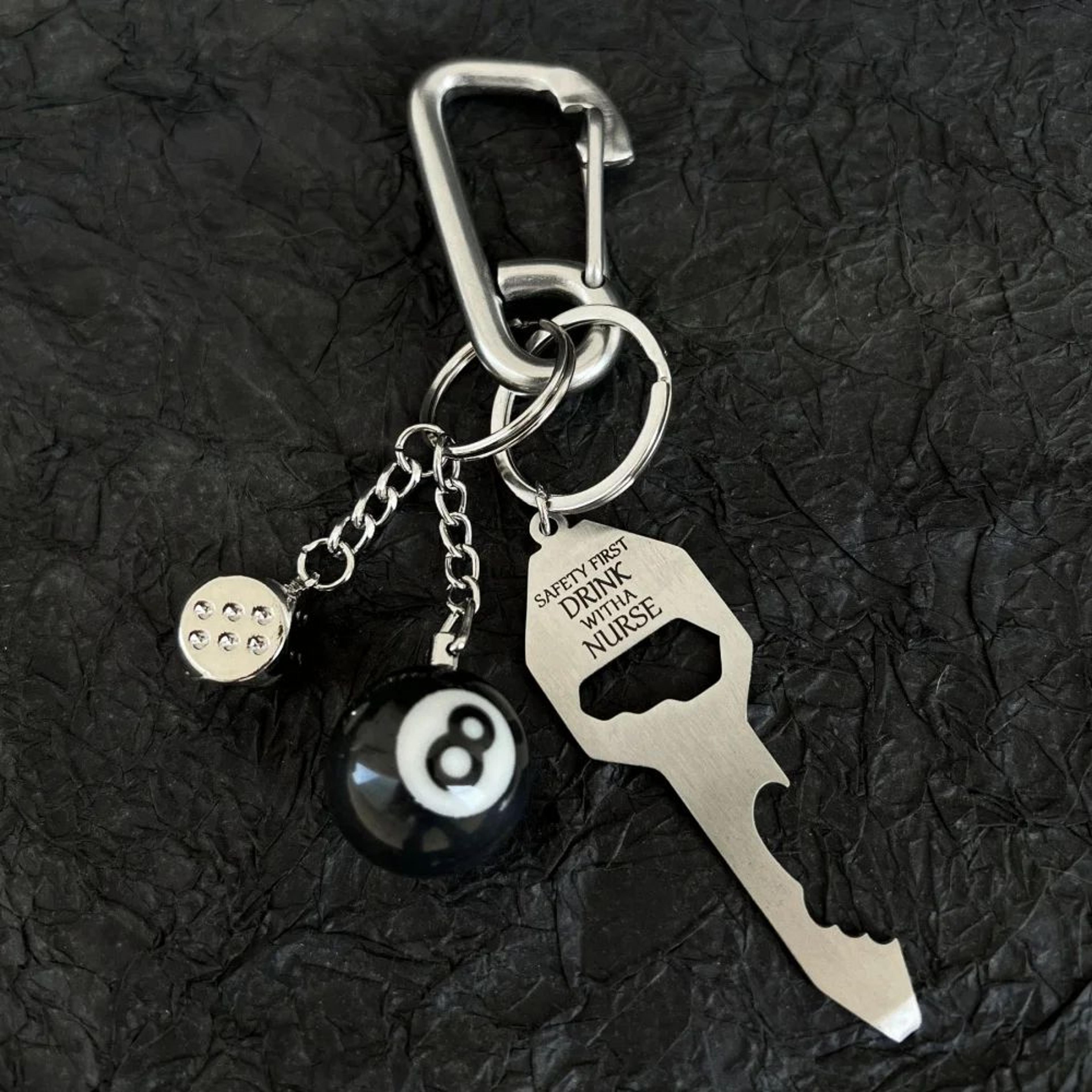 8 ball dice bottle opener keychain