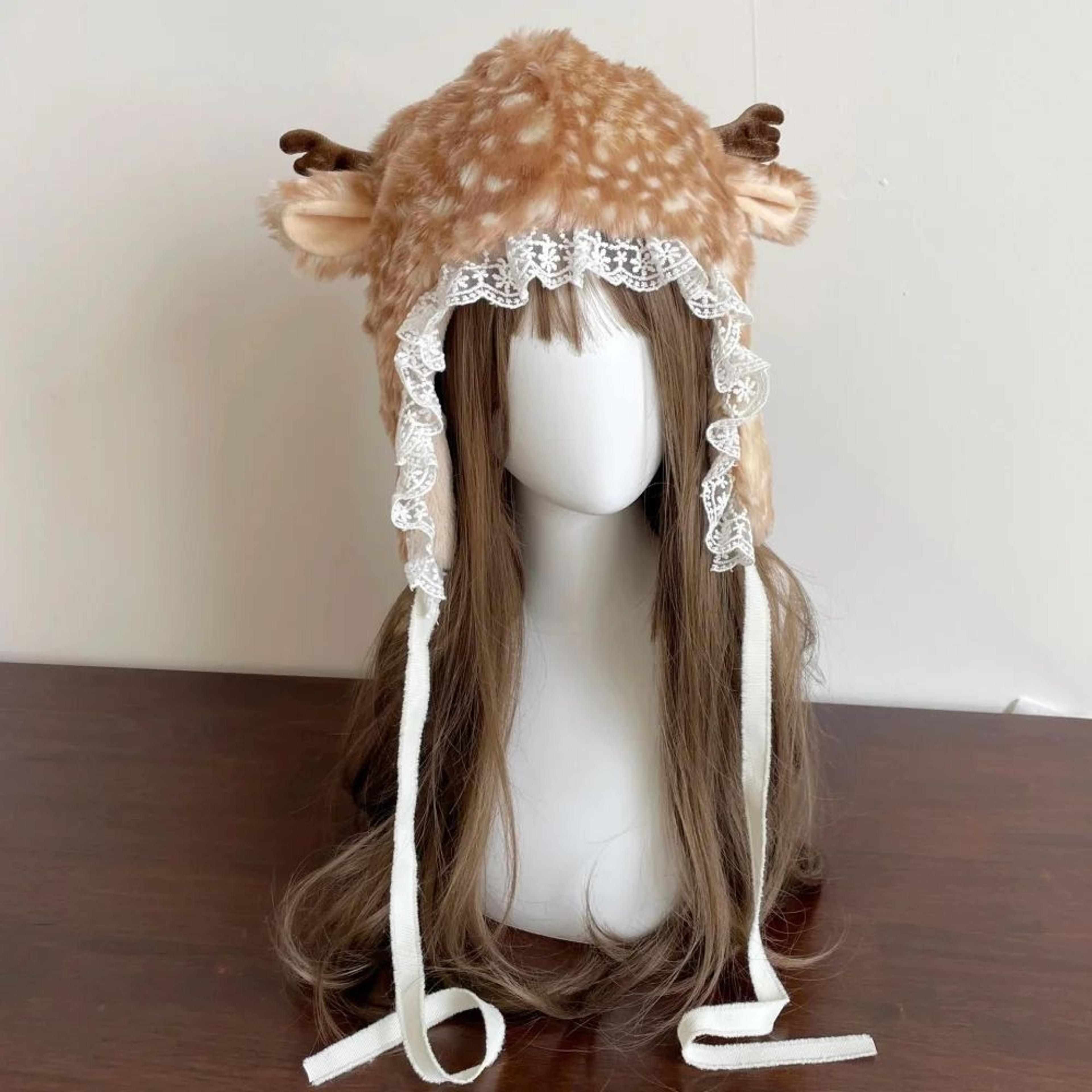 plush reindeer winter hat and leg warmers