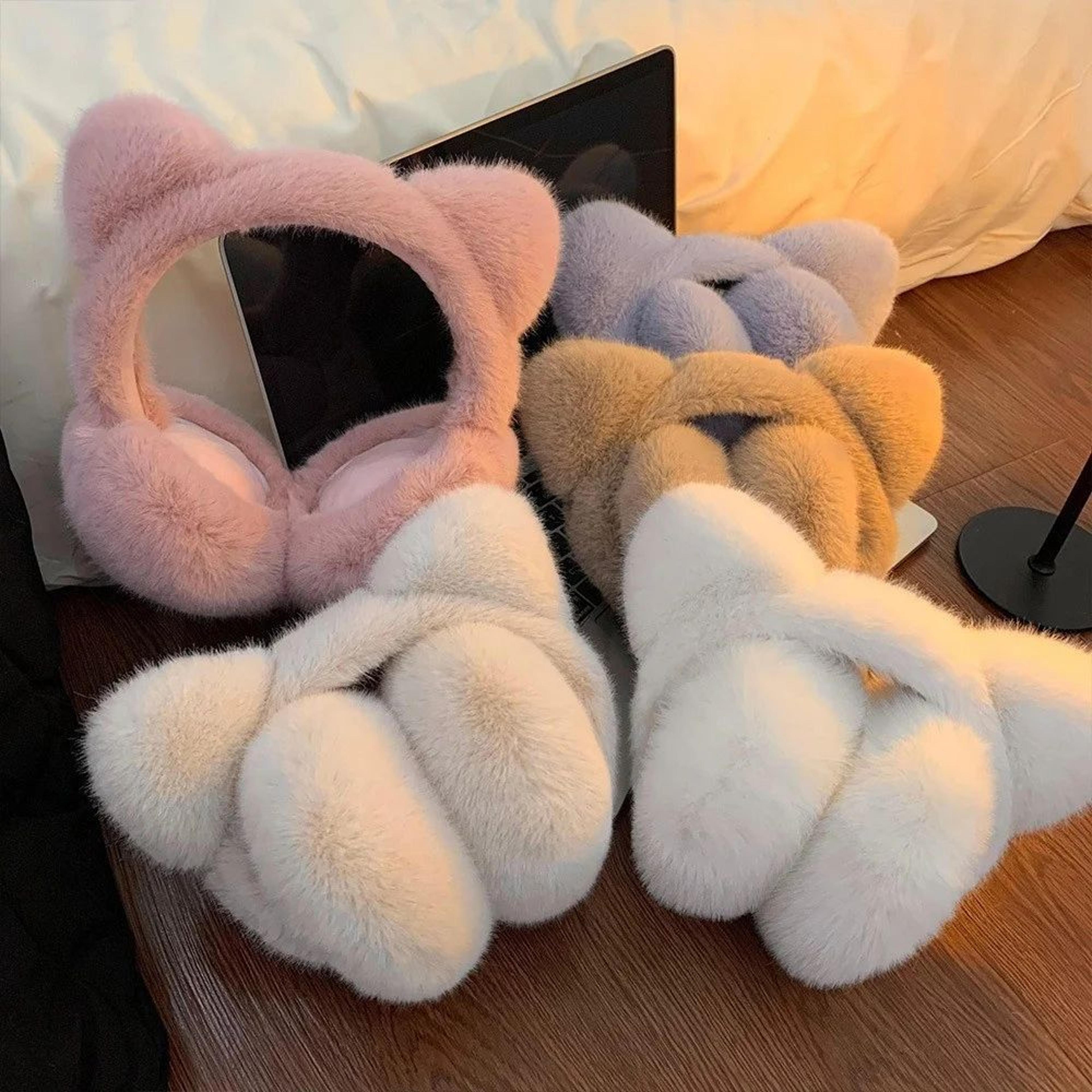cute cat plush winter earmuffs