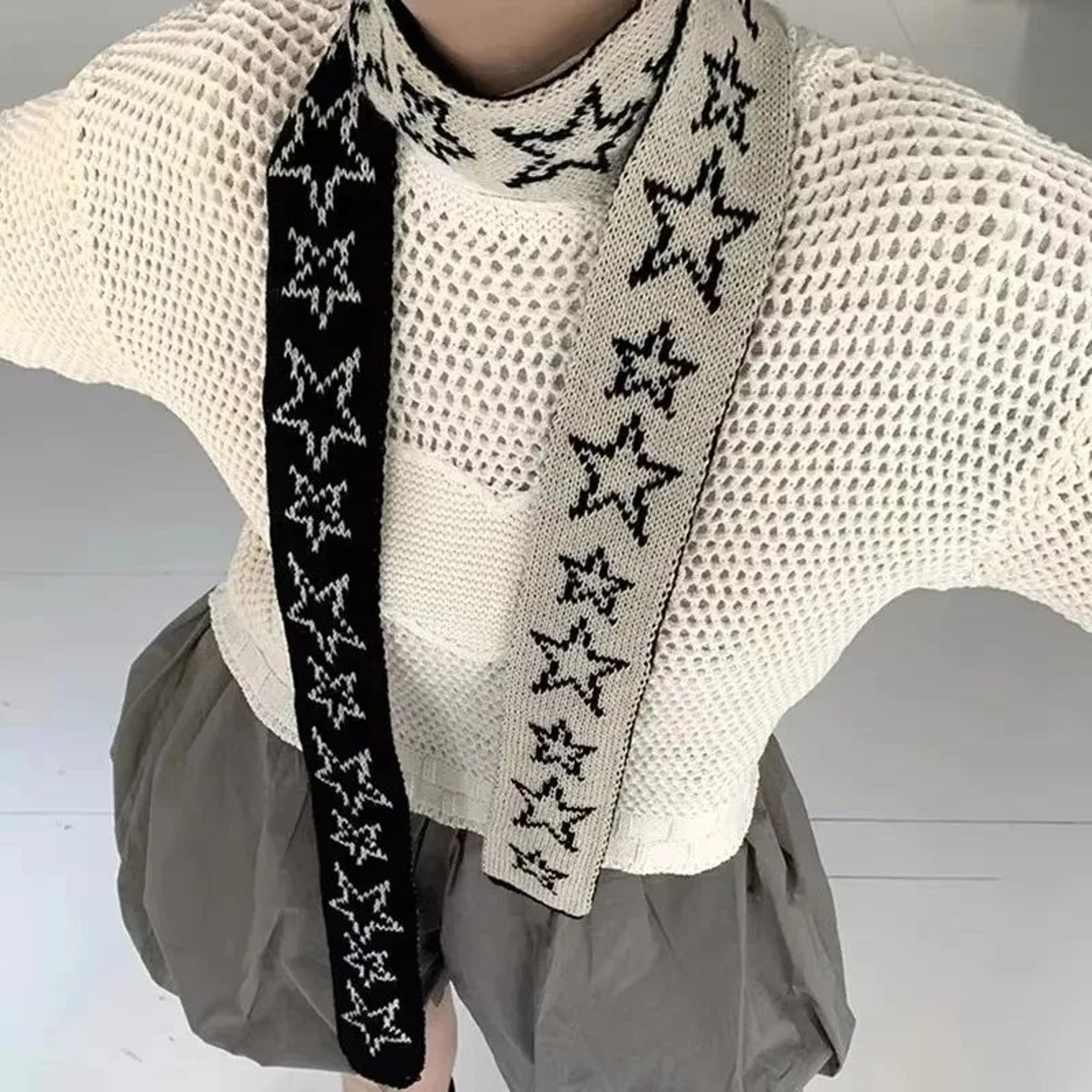 vintage star knitted skinny scarf