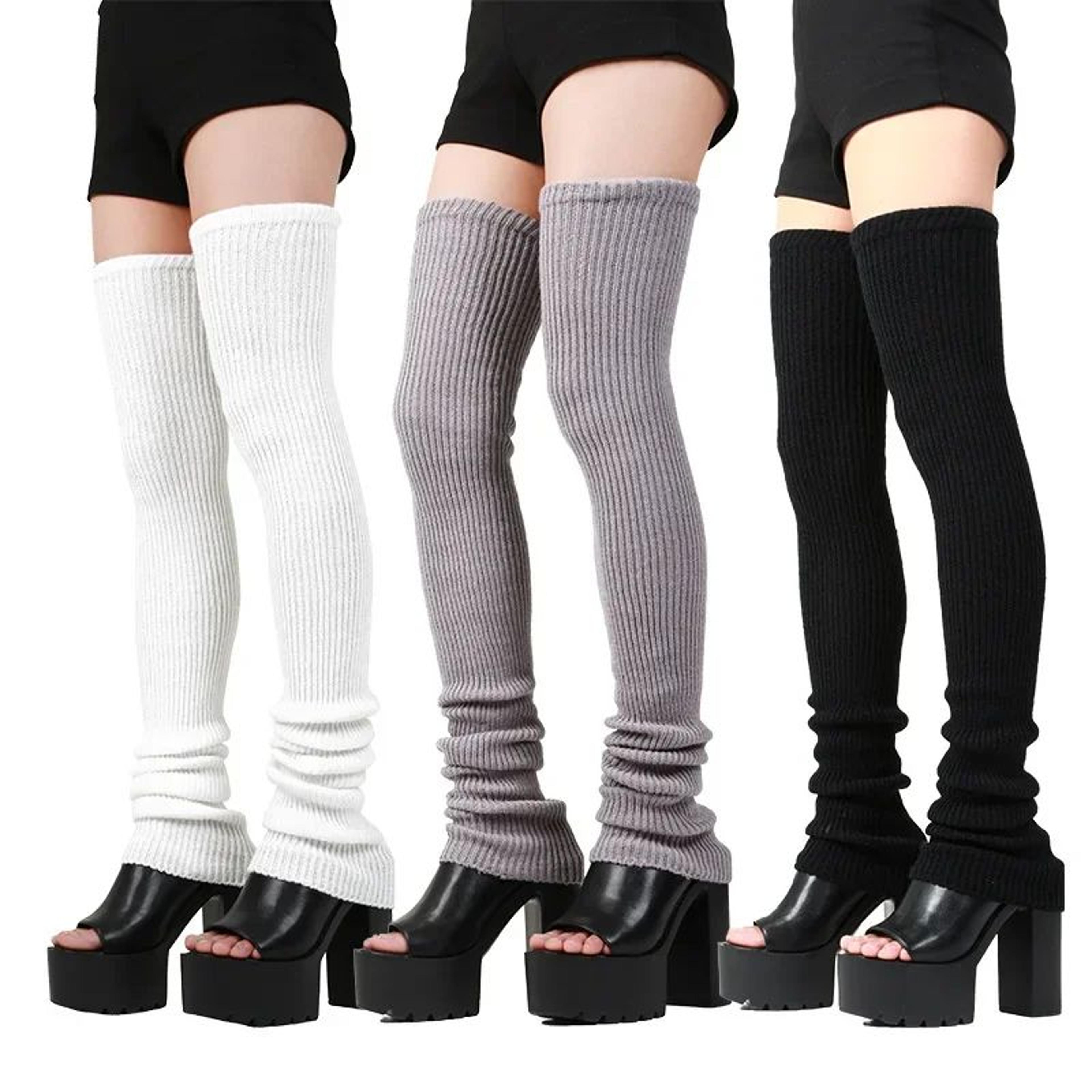 long knitted over knee leg warmers