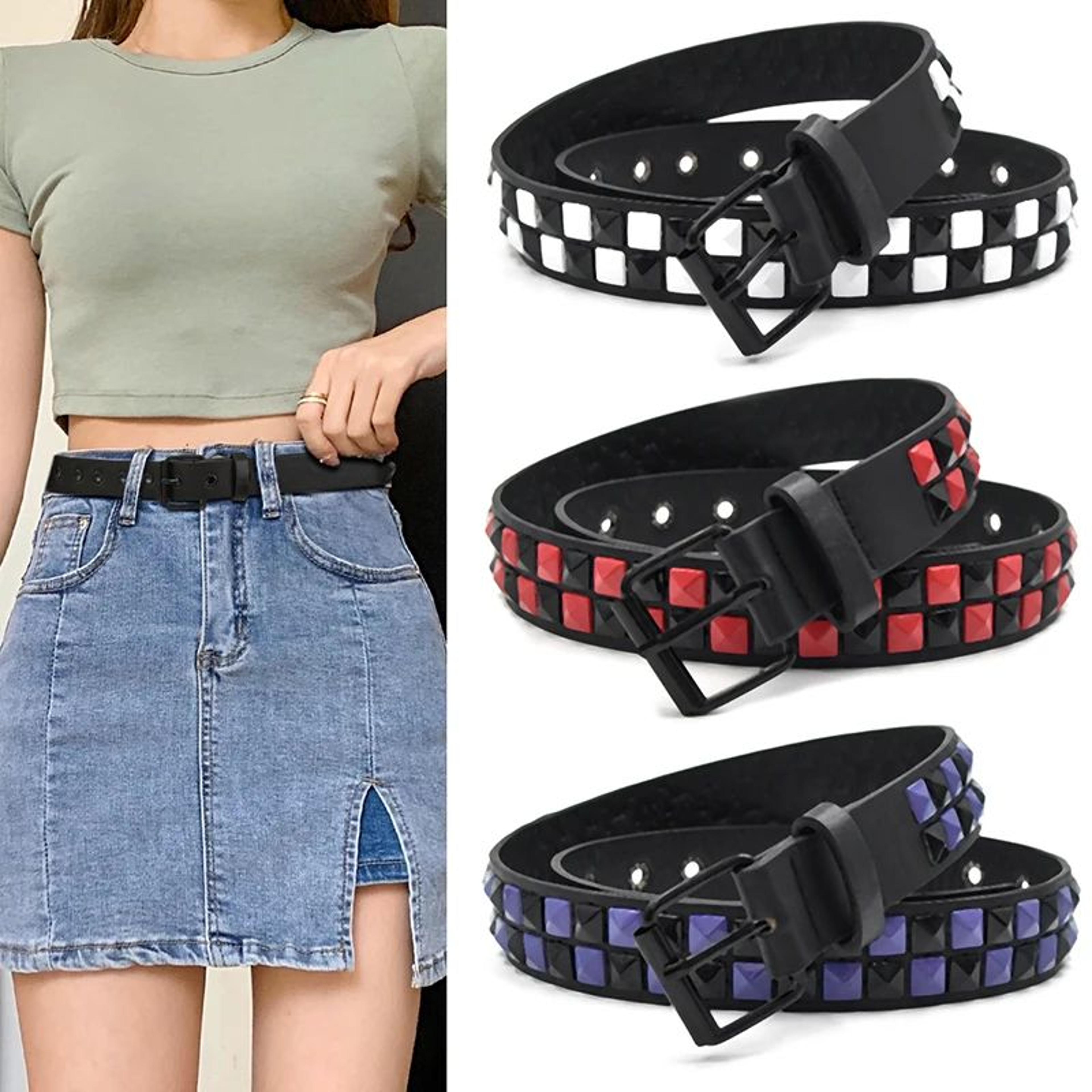purple rivet punk y2k belt