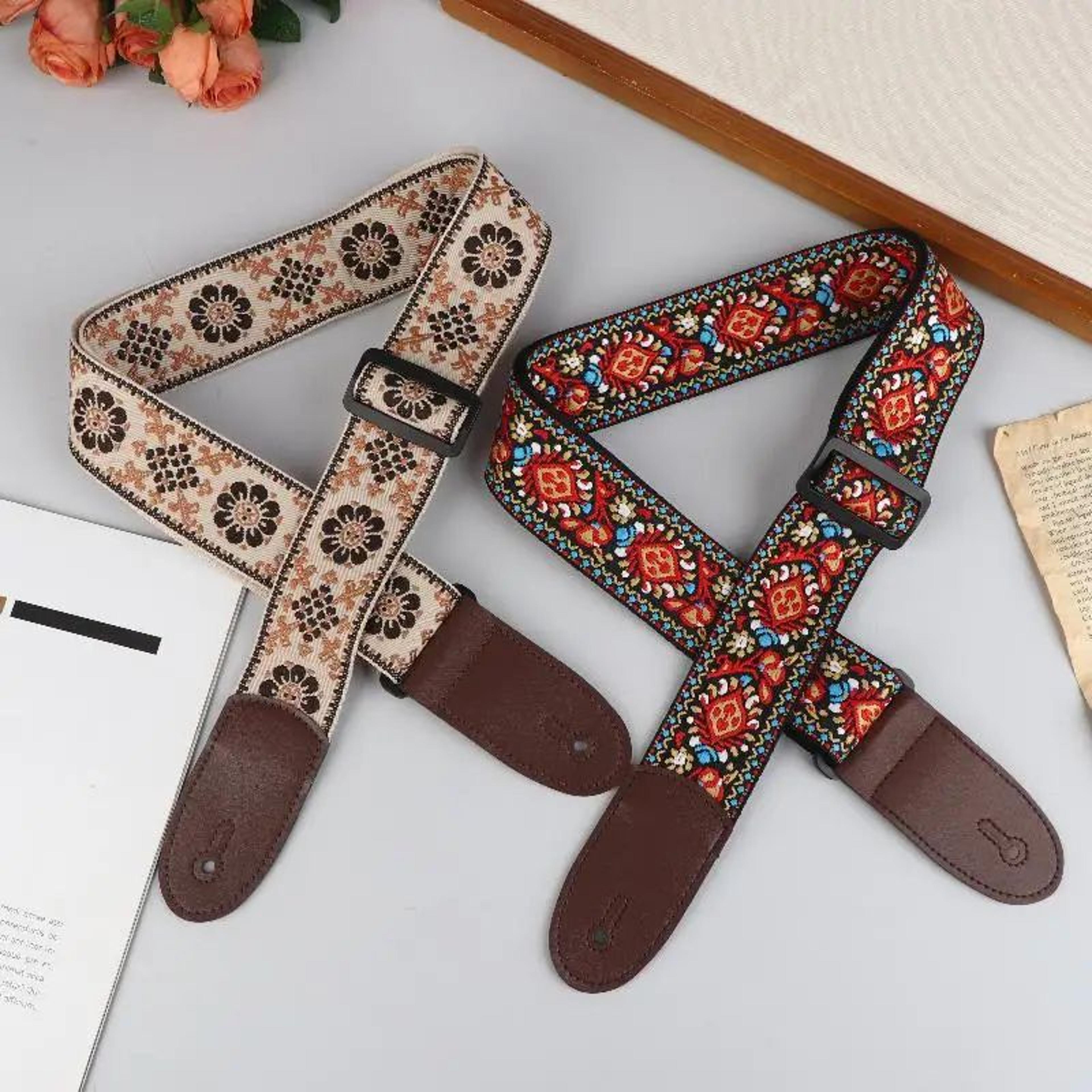 embroidered cotton guitar strap