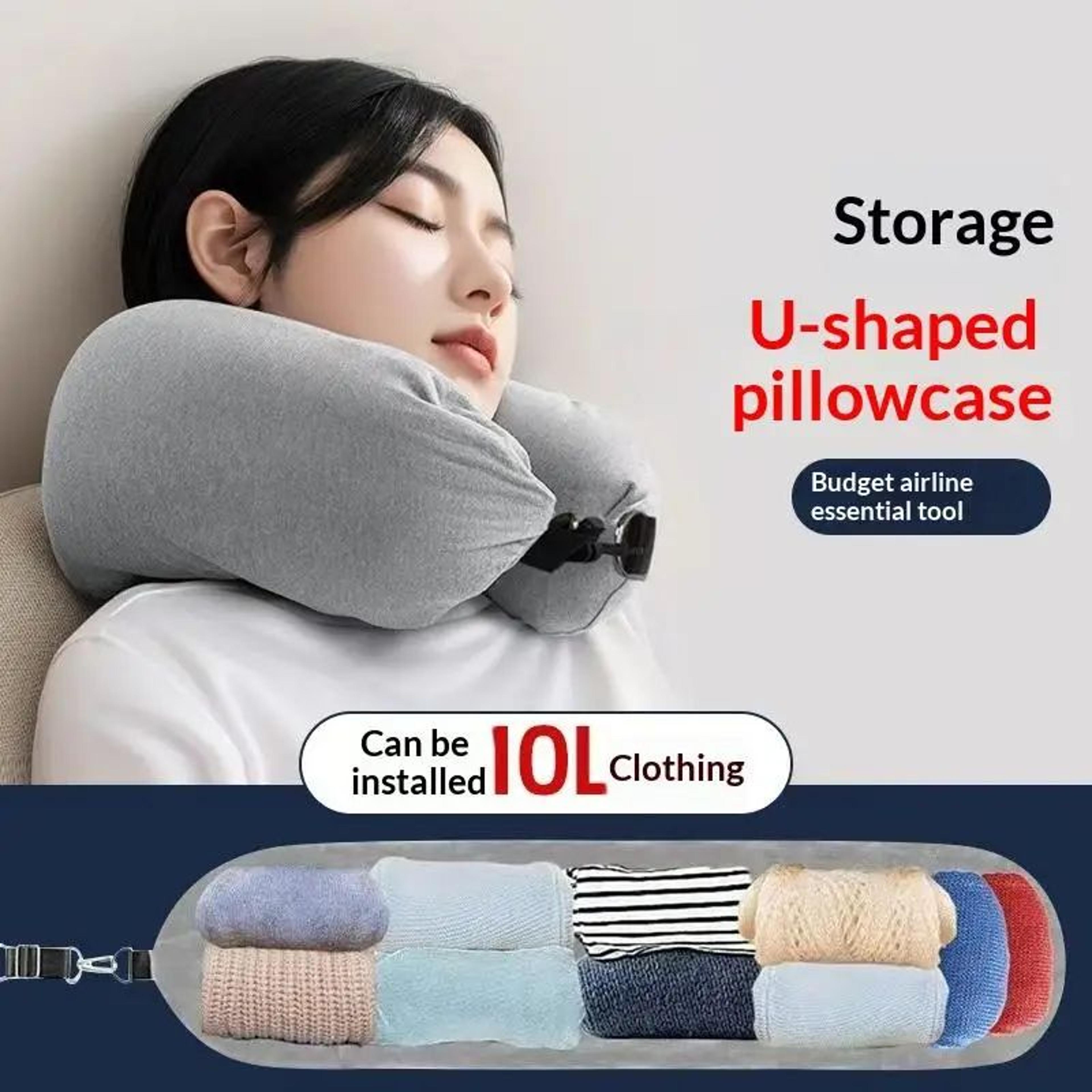 fillable travel neck pillow storage bag