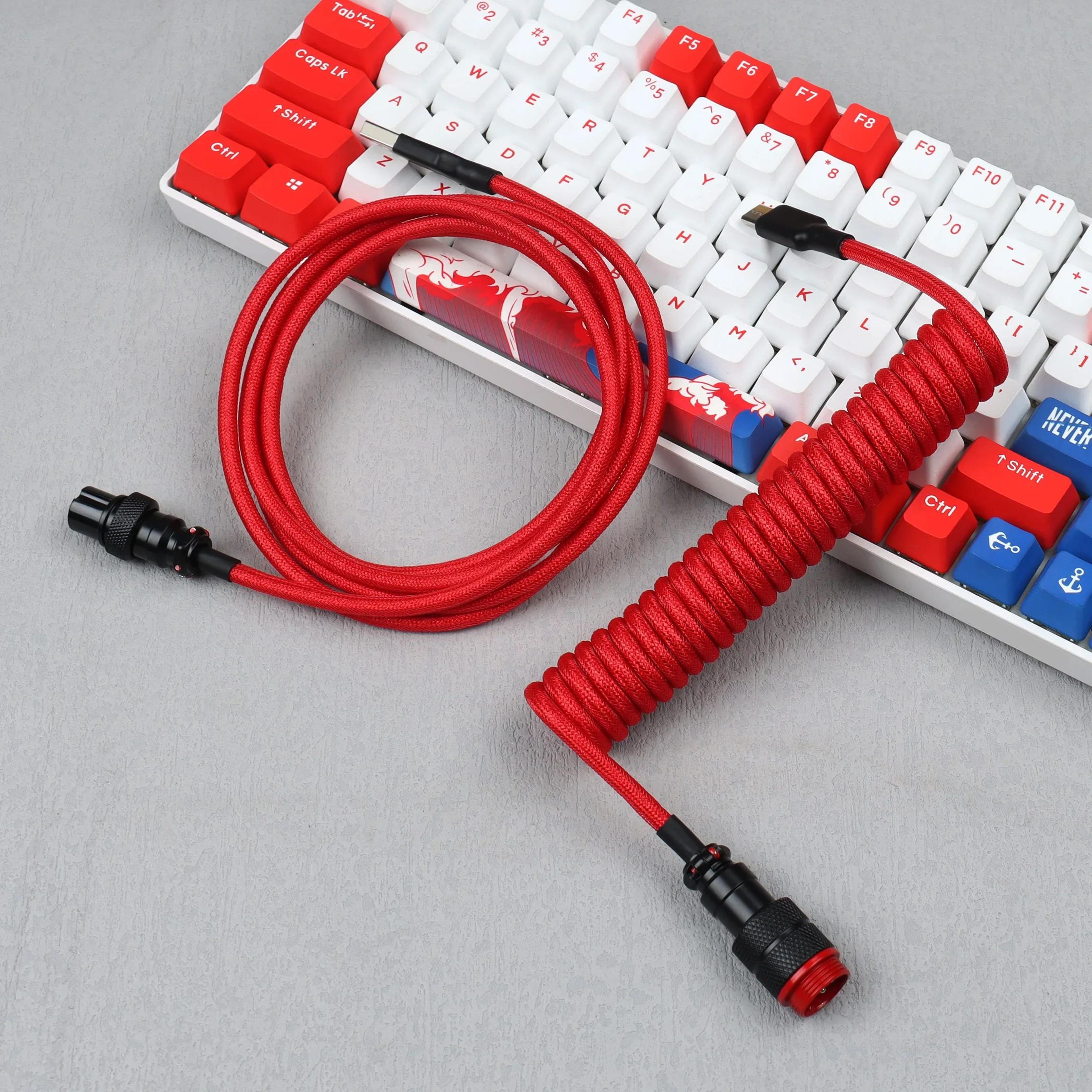 gx16 usb c coiled gaming keyboard cable