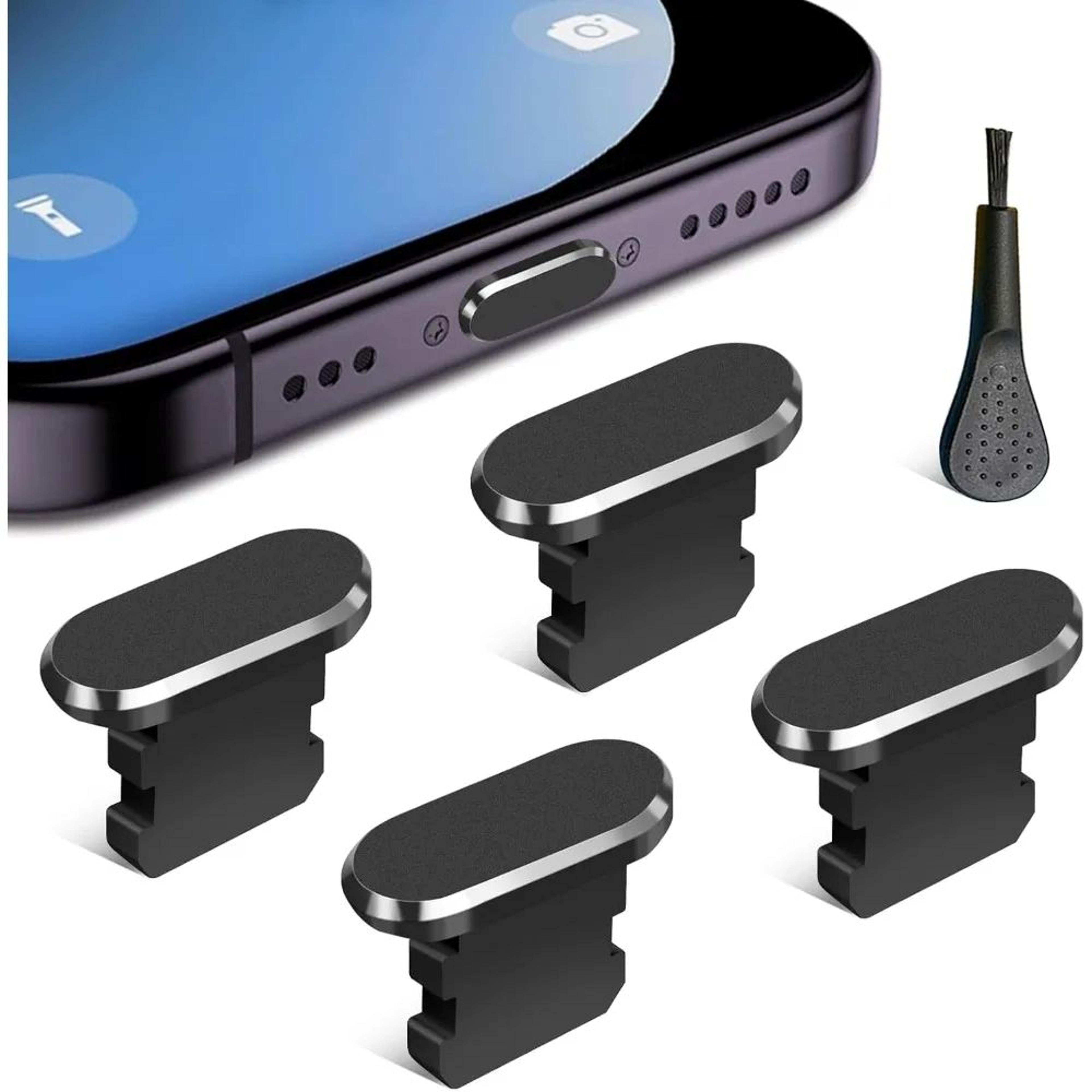 4 piece lightning port dust plug and cleaning brush set