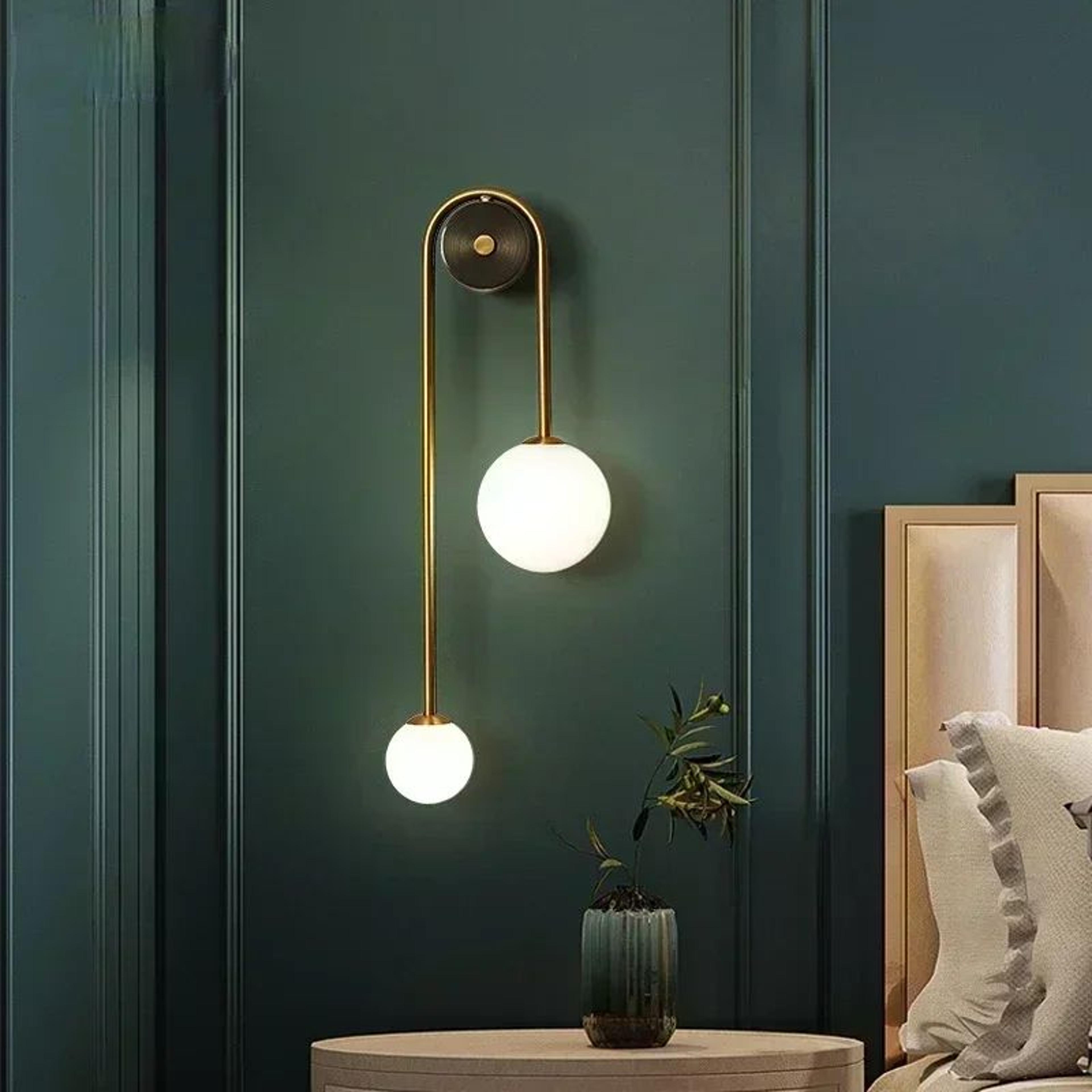 modern gold glass globe wall lamp