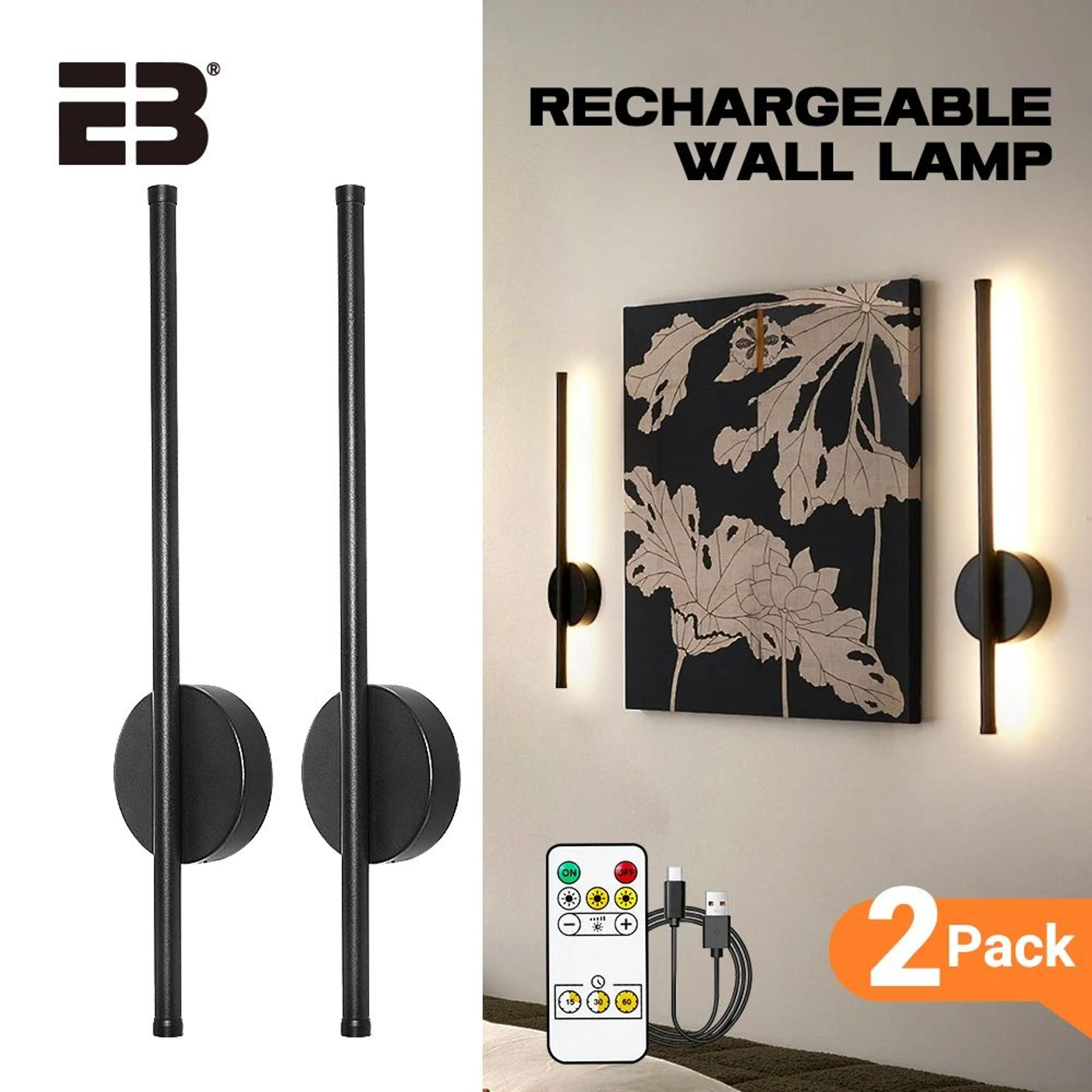 2 pack rechargeable magnetic led wall lights