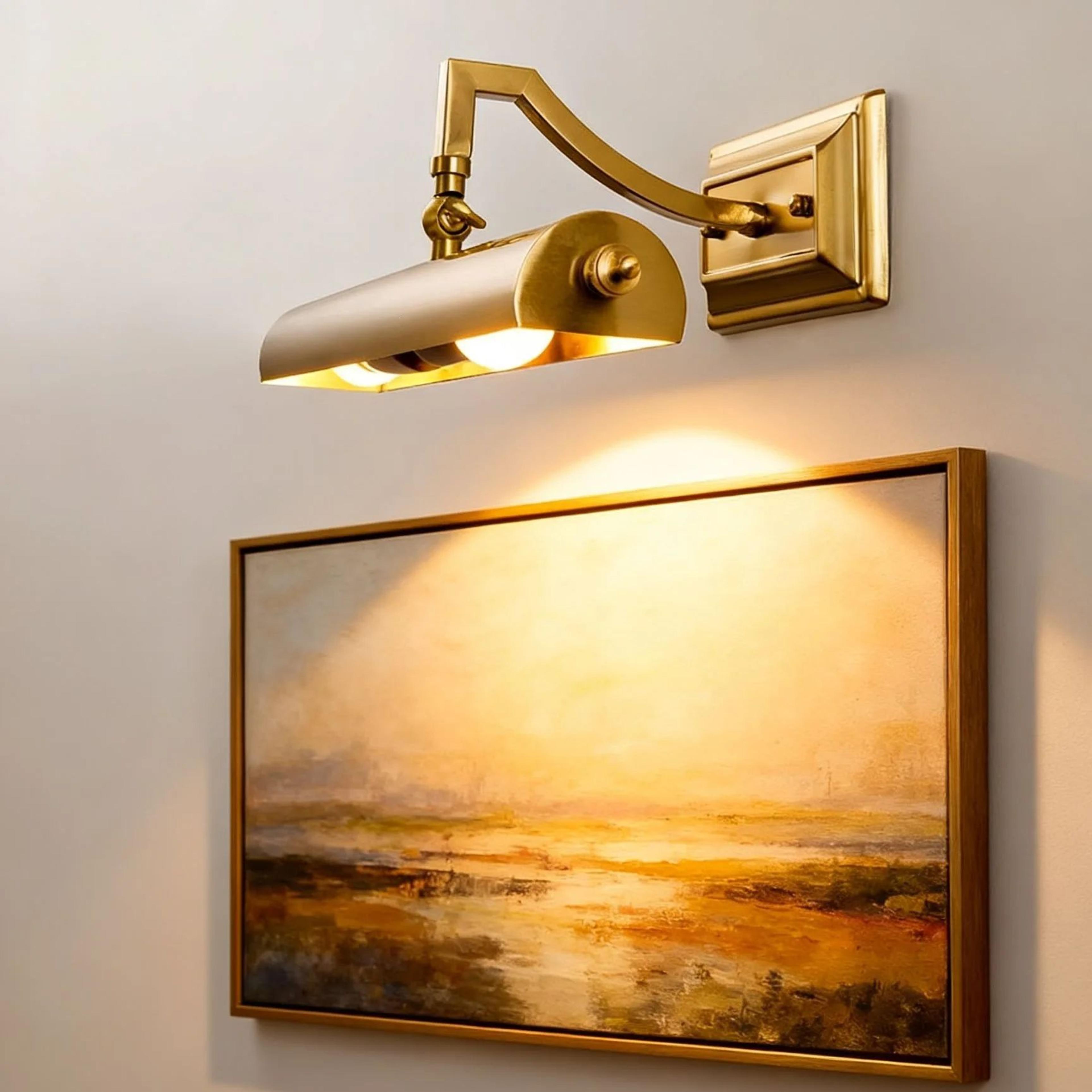 retro gold led picture and mirror wall light