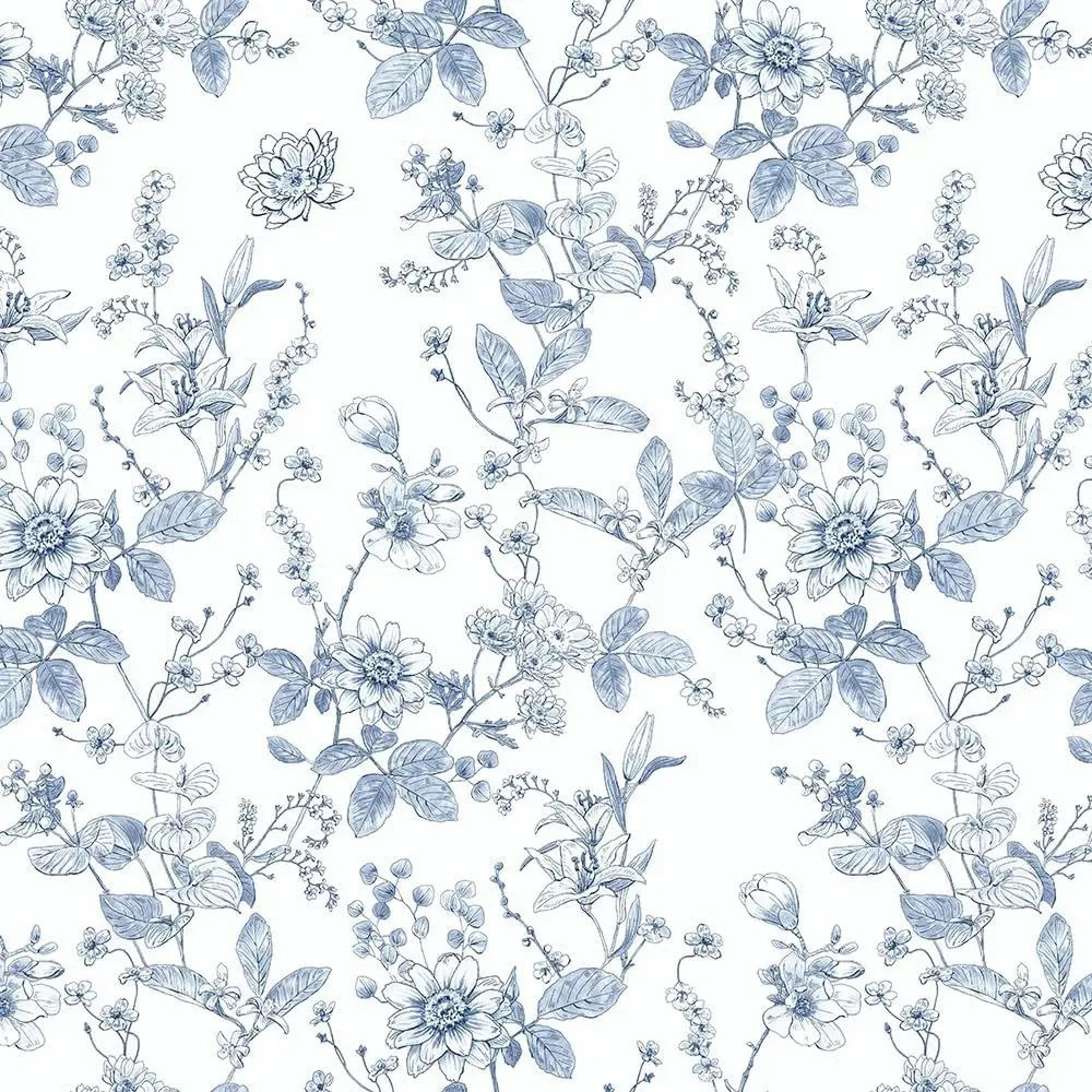 bellevine blue floral peel and stick wallpaper