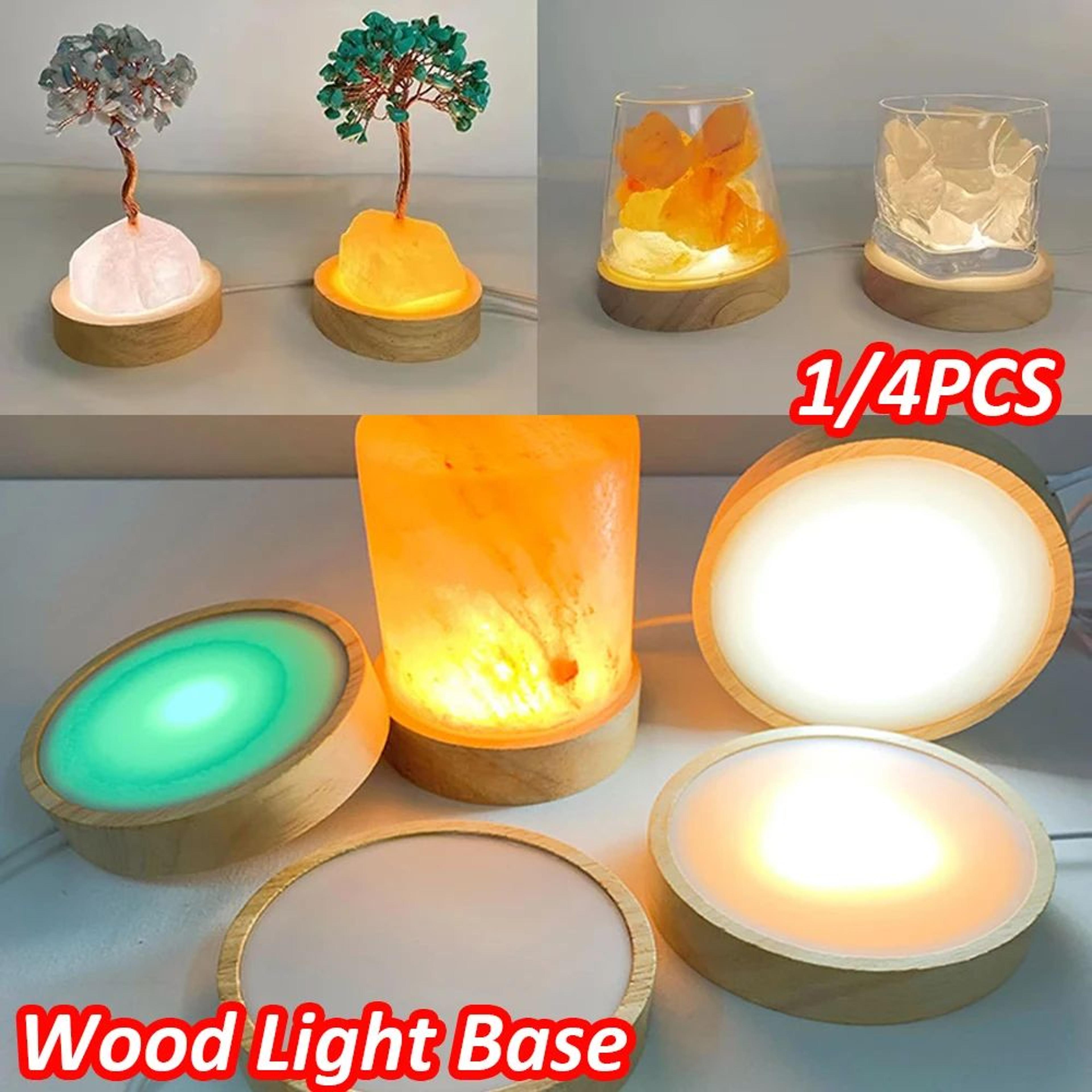 wooden led crystal display light base