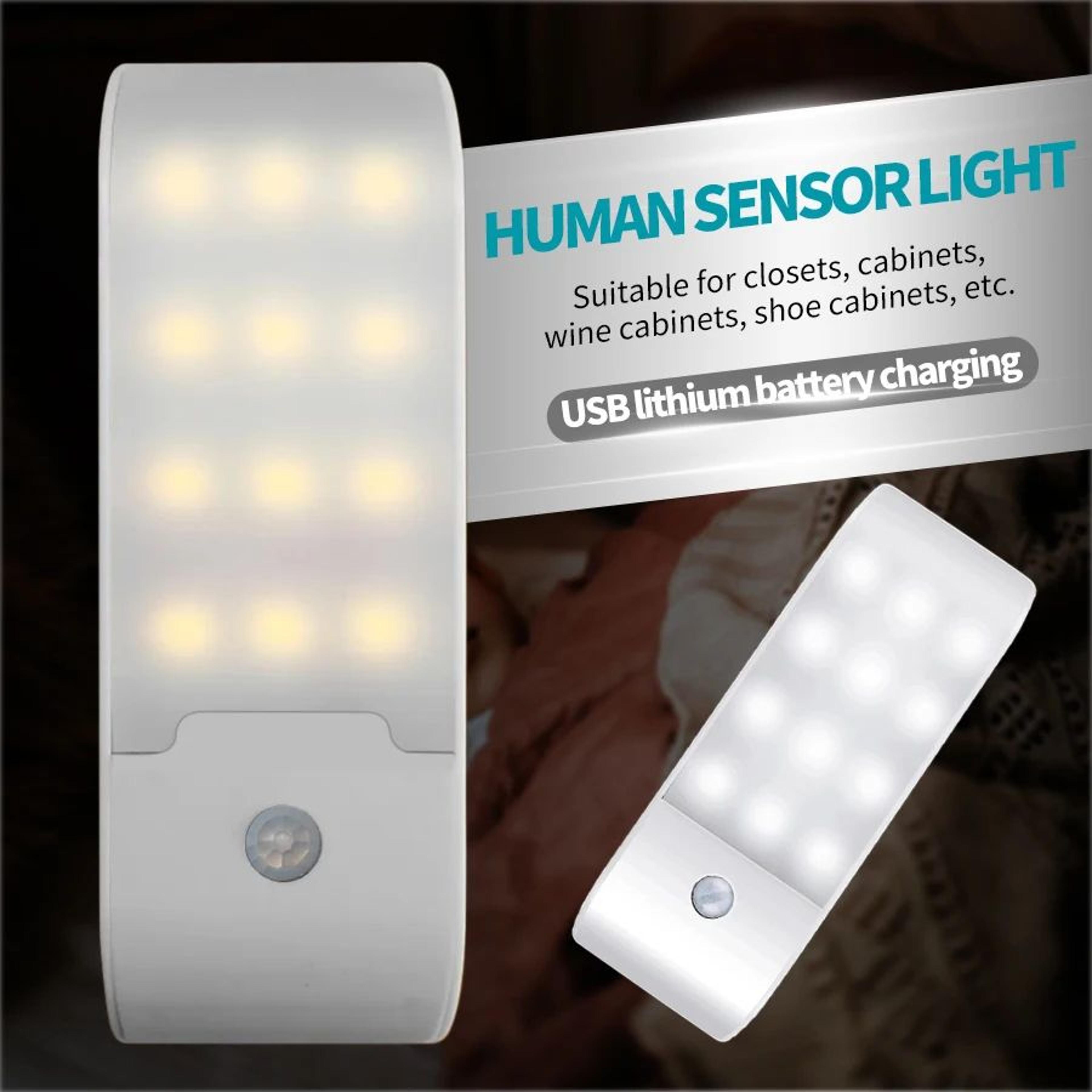12 led rechargeable pir closet night light