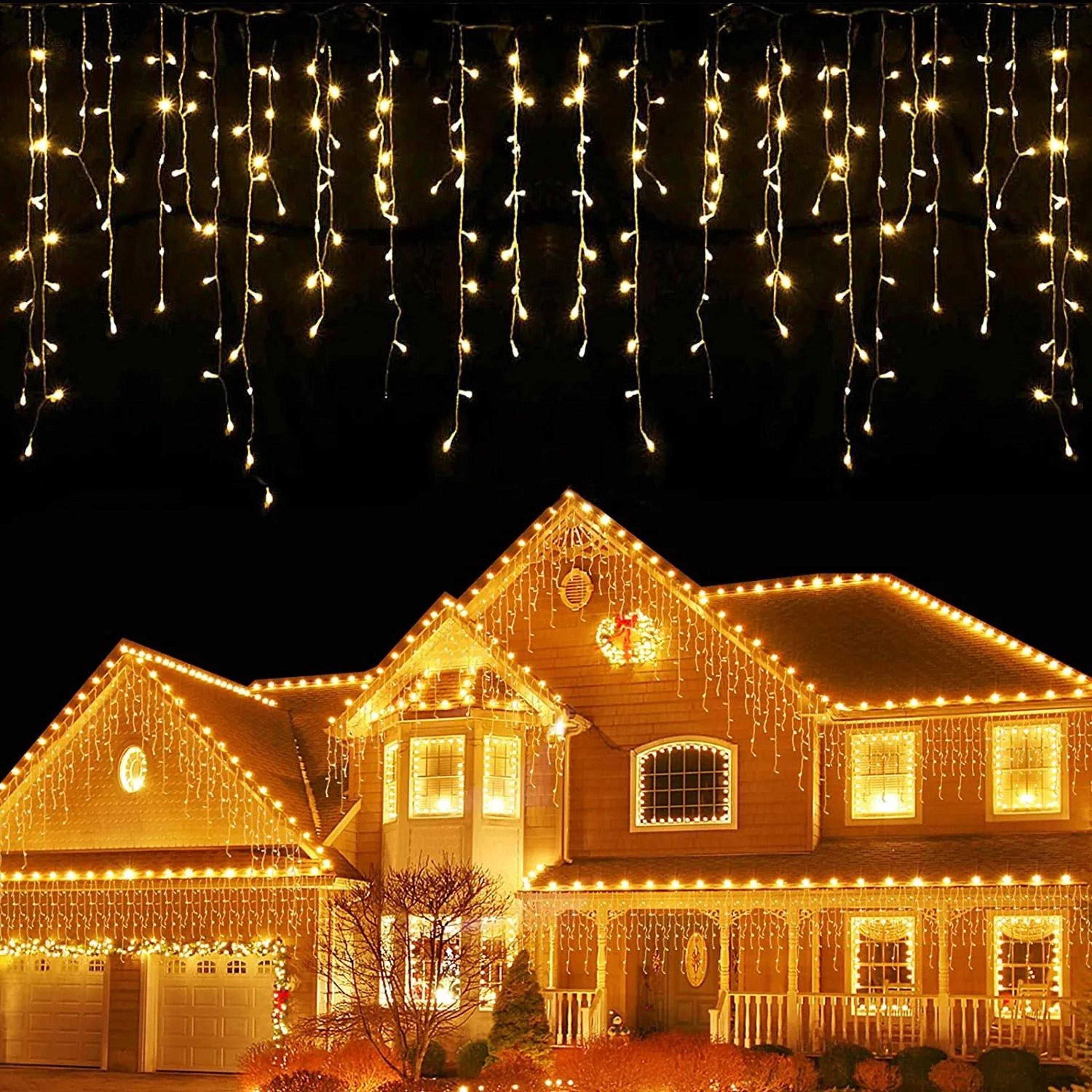 festoon icicle christmas curtain lights