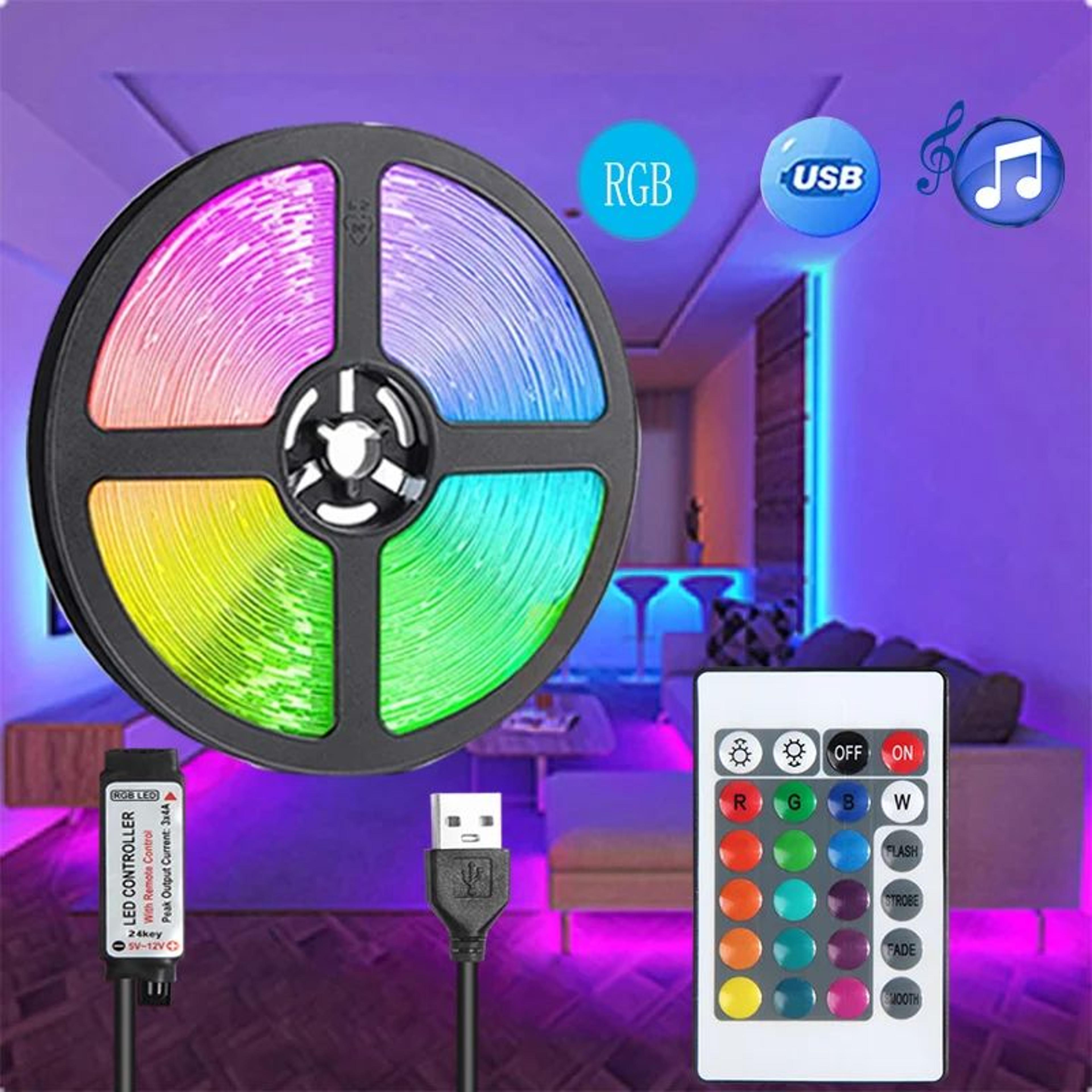 usb rgb led strip lights with 24 key remote