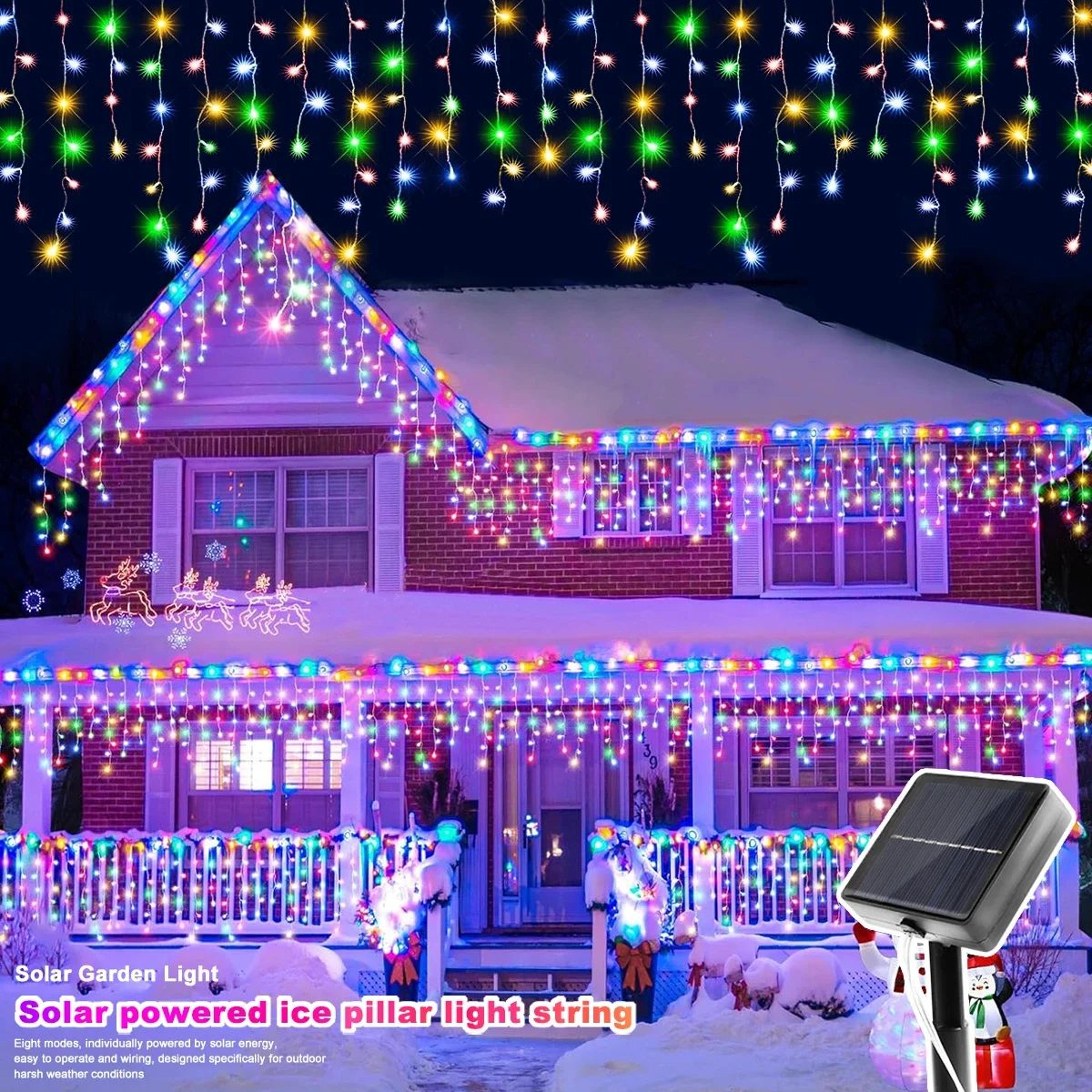 solar eaves icicle christmas lights