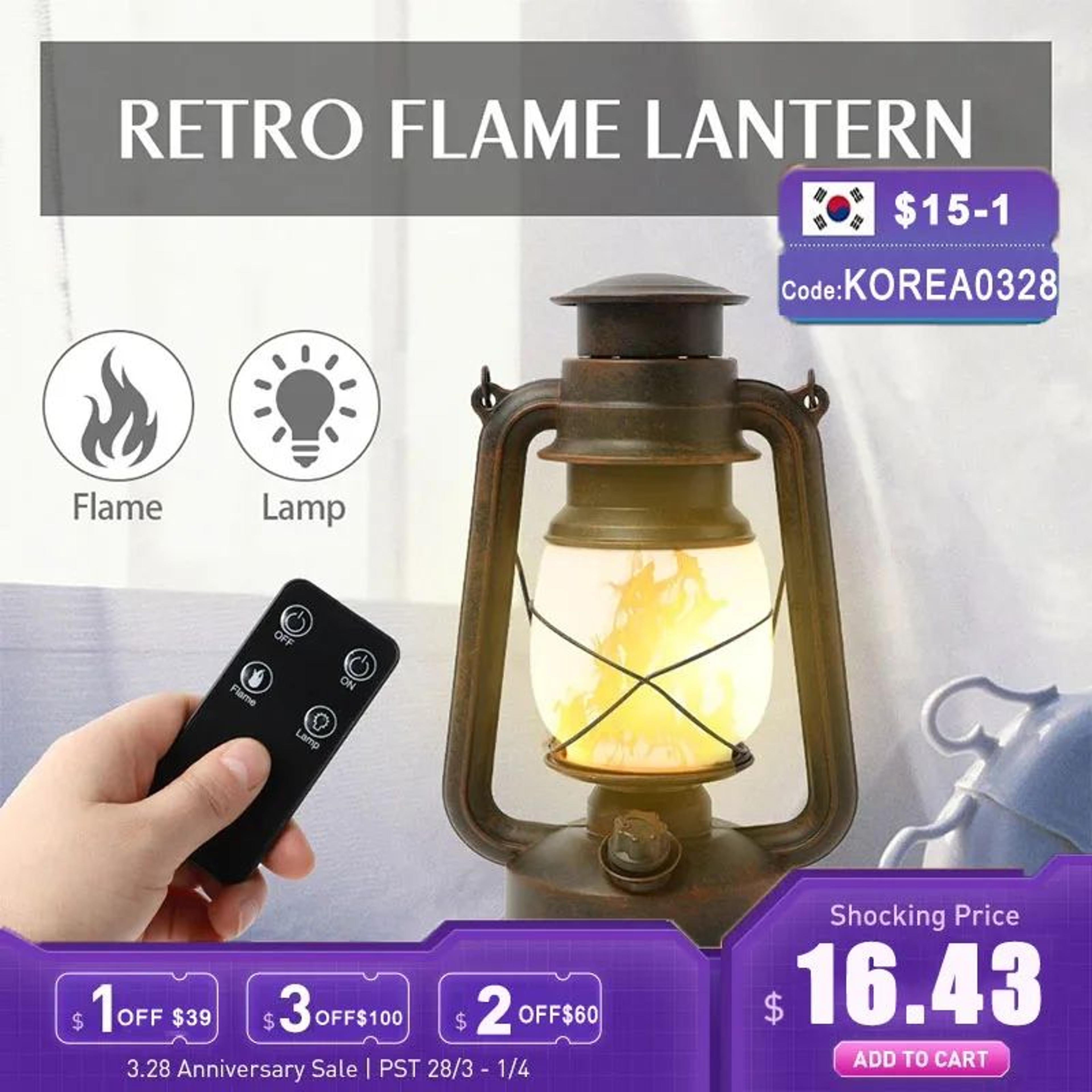 flamelume remote control vintage led camping lantern