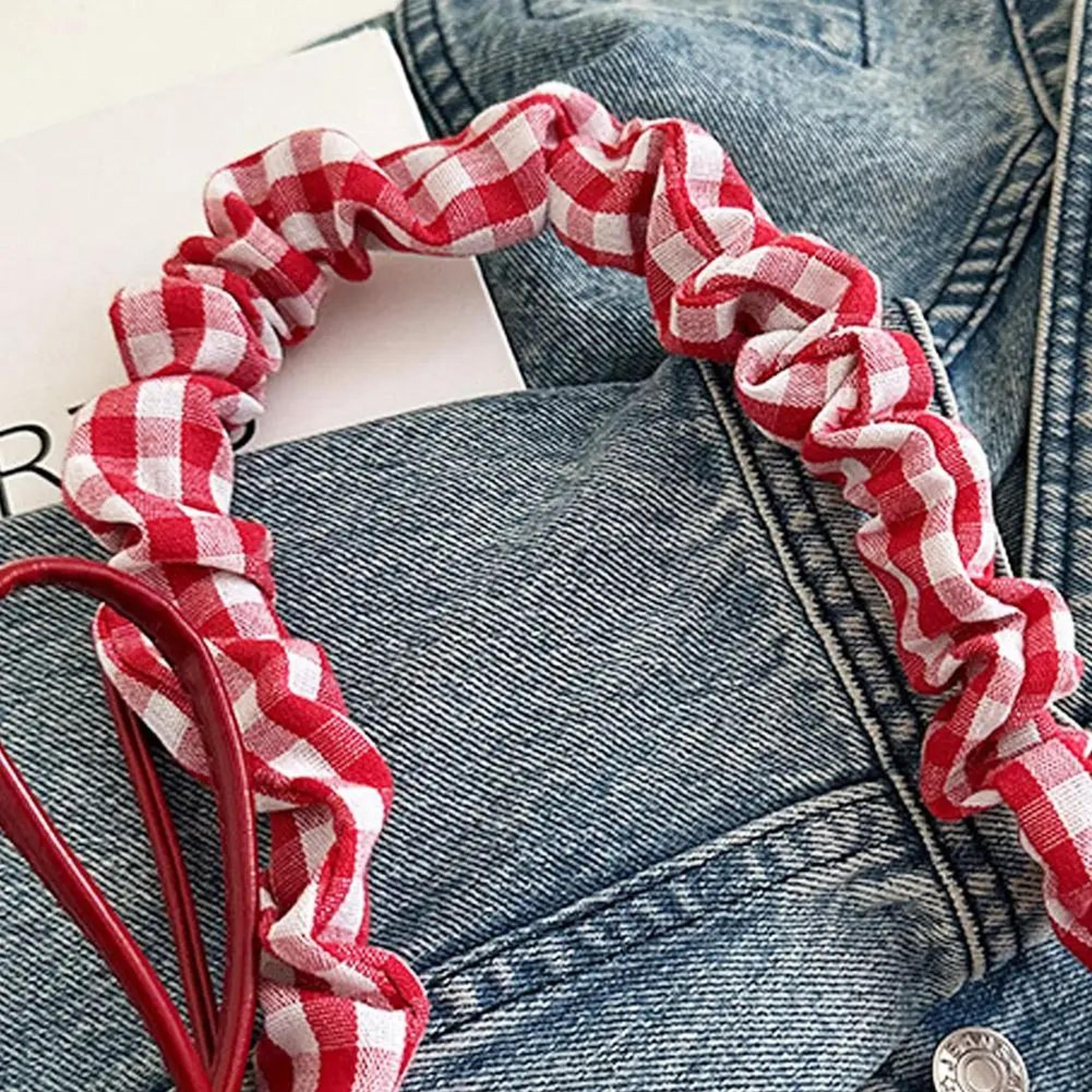 french bow plaid denim shoulder bag