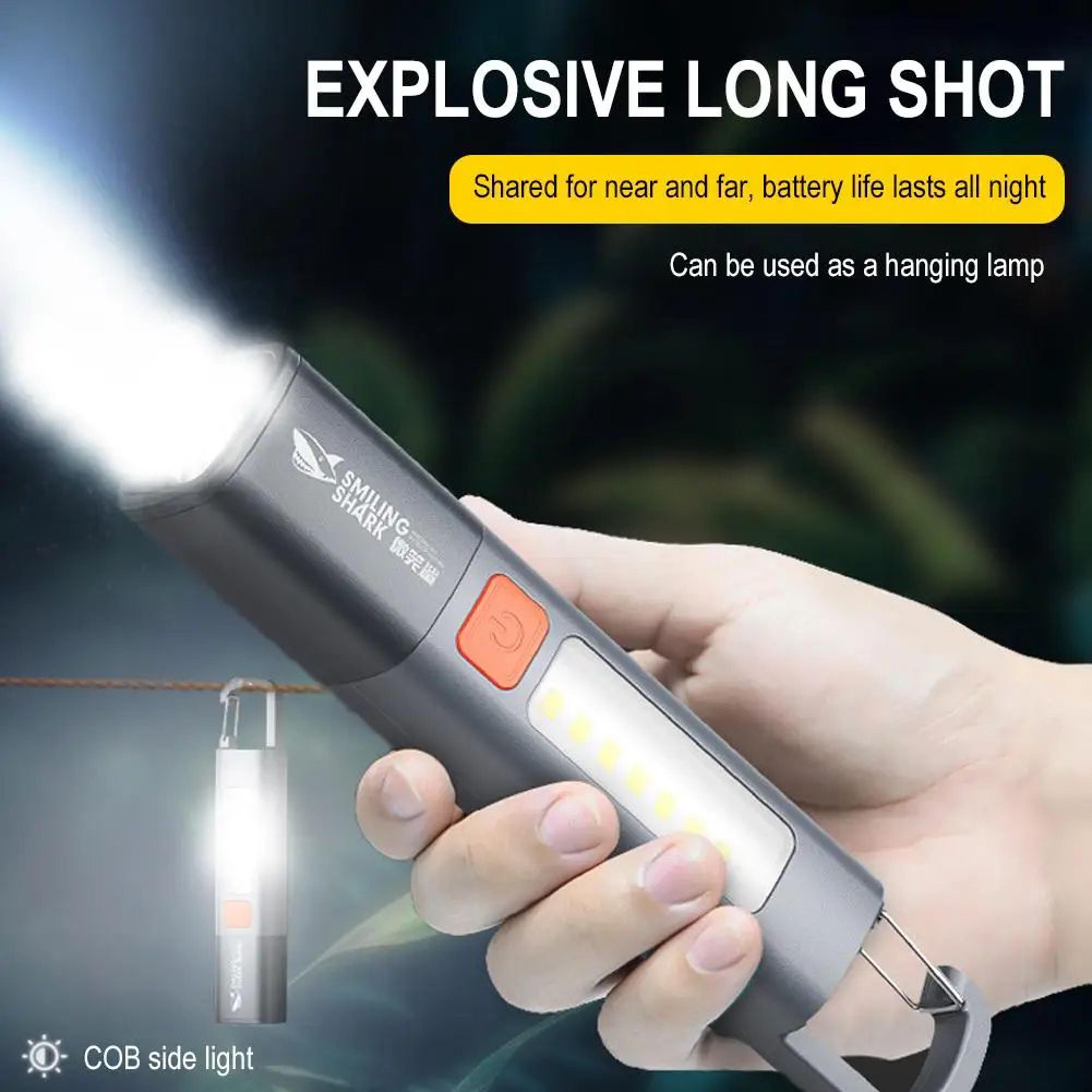 smiling shark rechargeable zoom flashlight