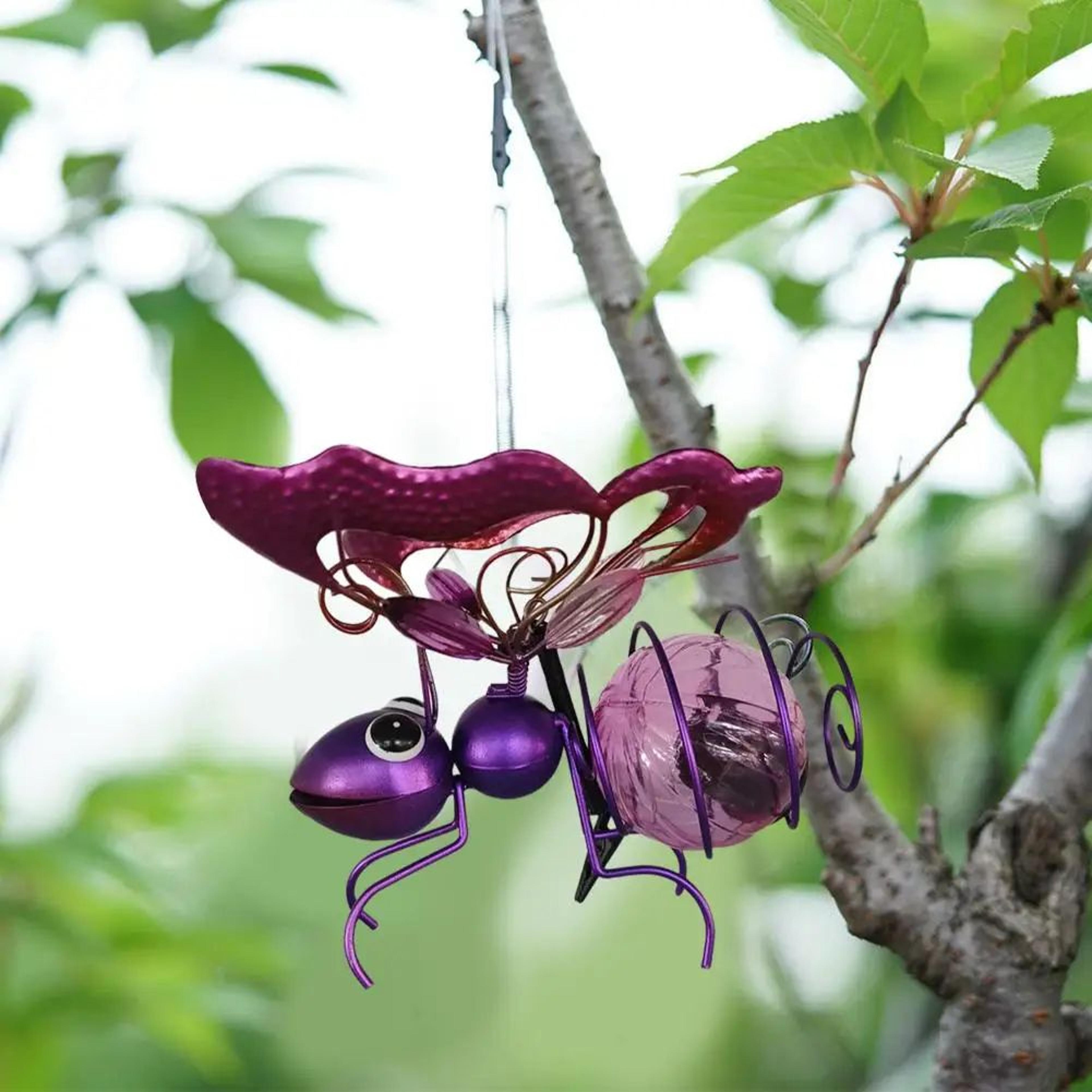 solar hanging flying insect garden light