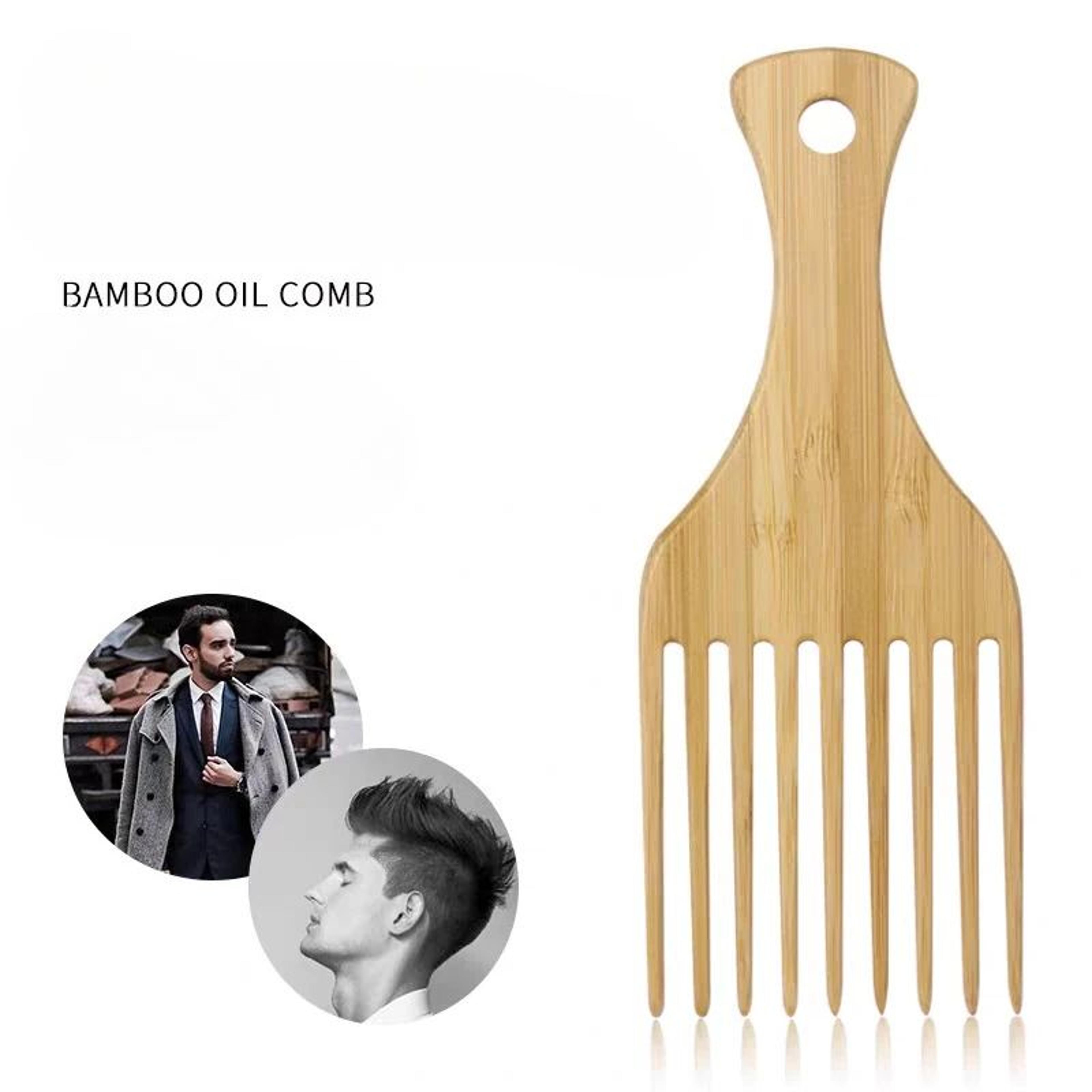 natural bamboo wide tooth hair pick comb