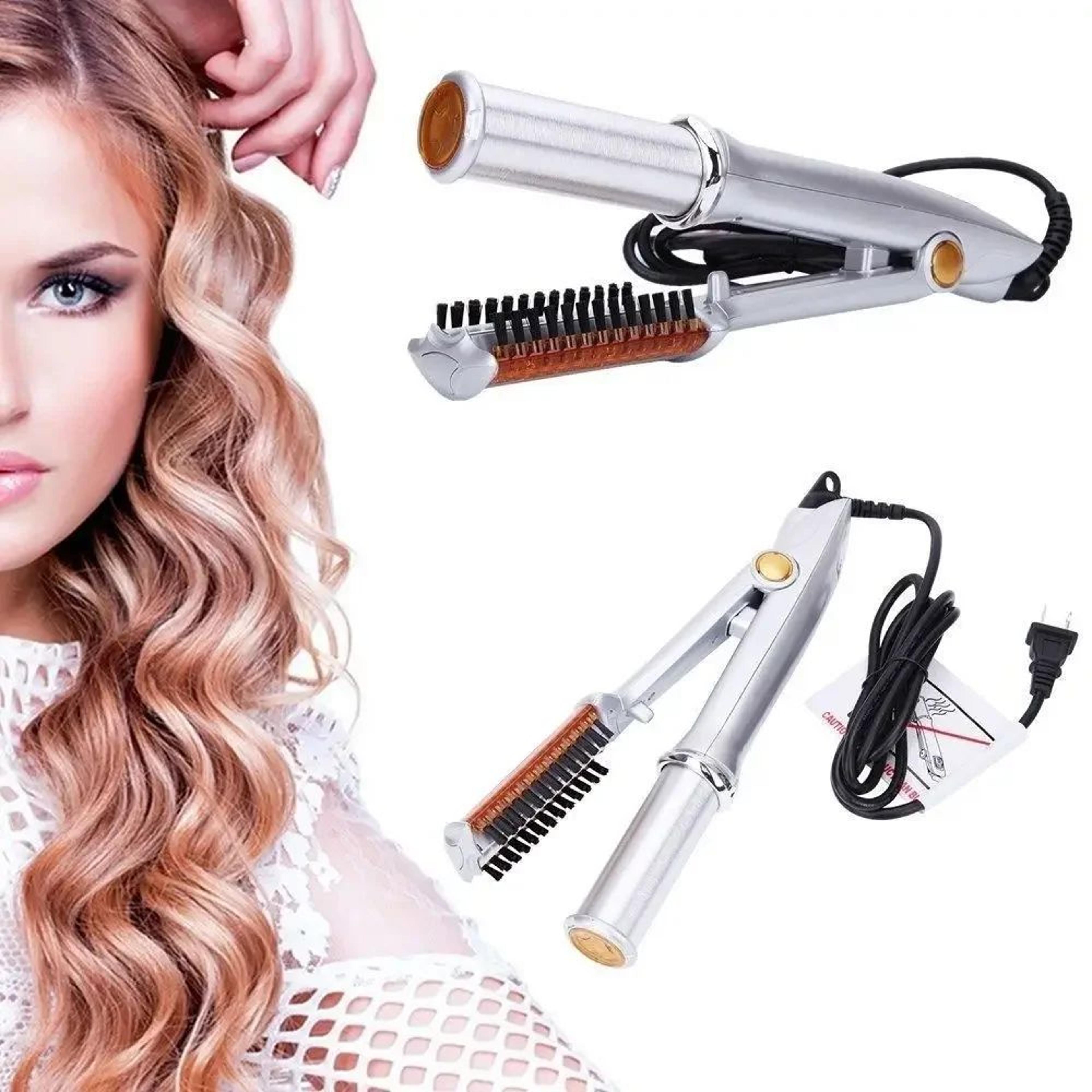 2 in 1 rotating hair curler and straightener
