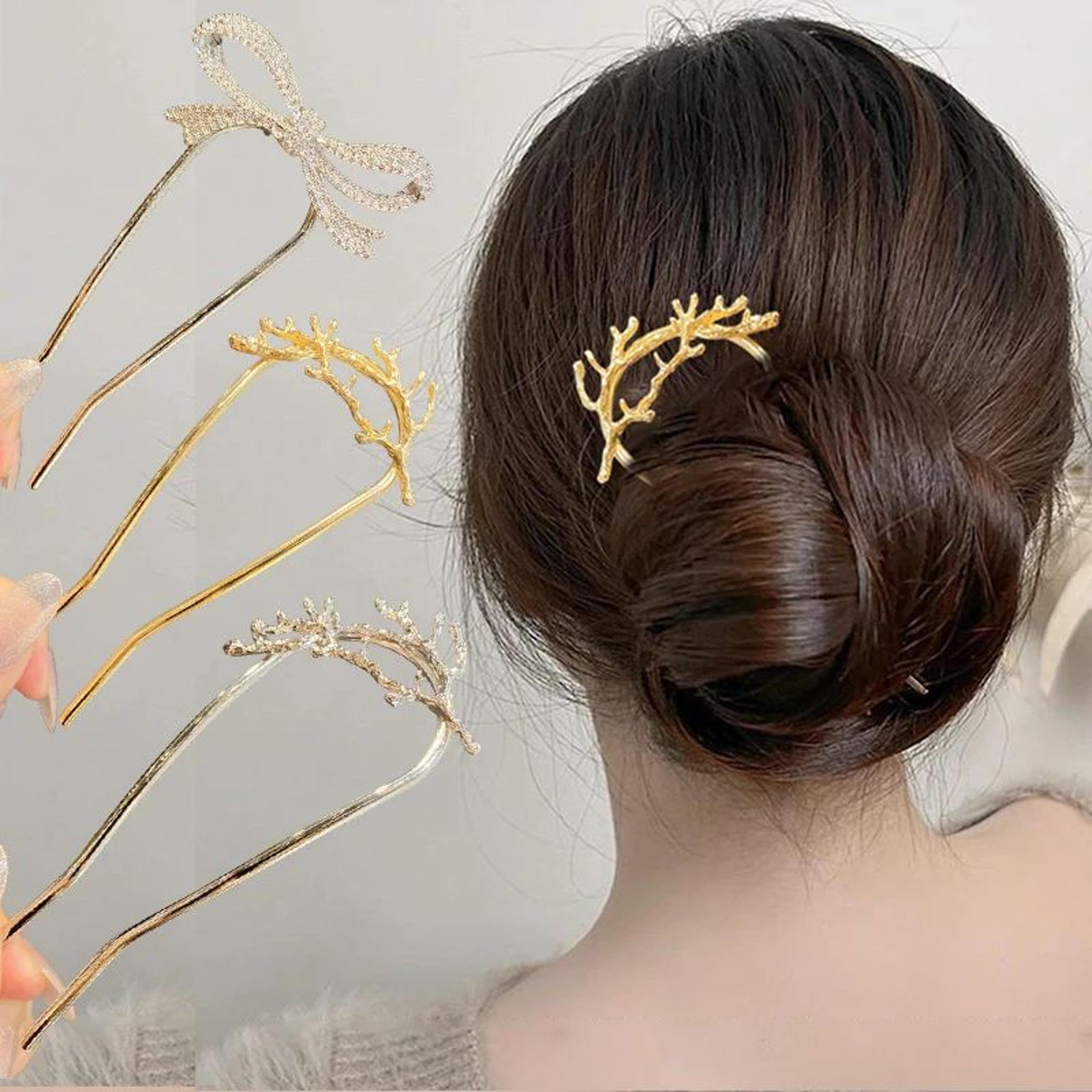 branch bow u shape metal hair fork