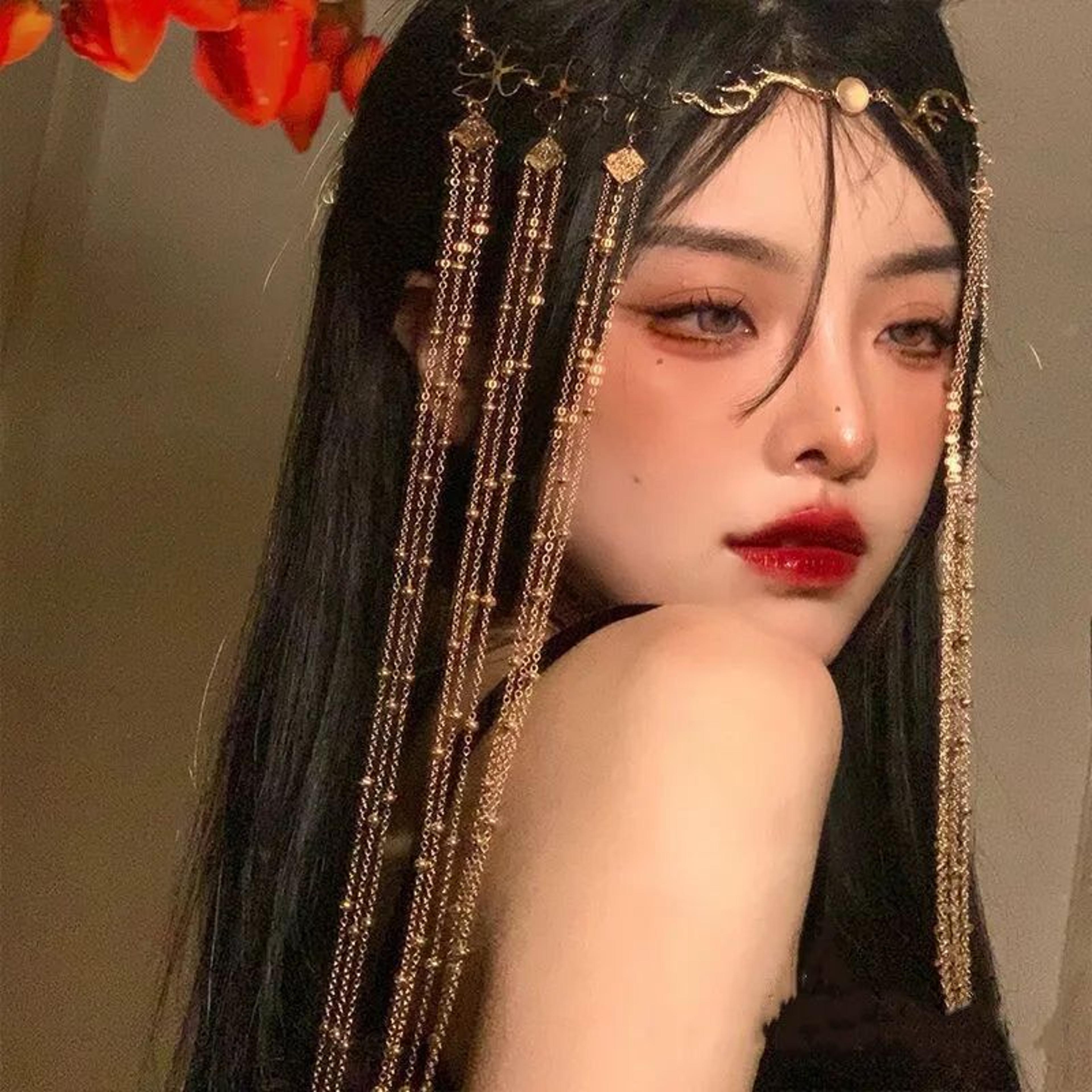 crystal tassel forehead chain headpiece