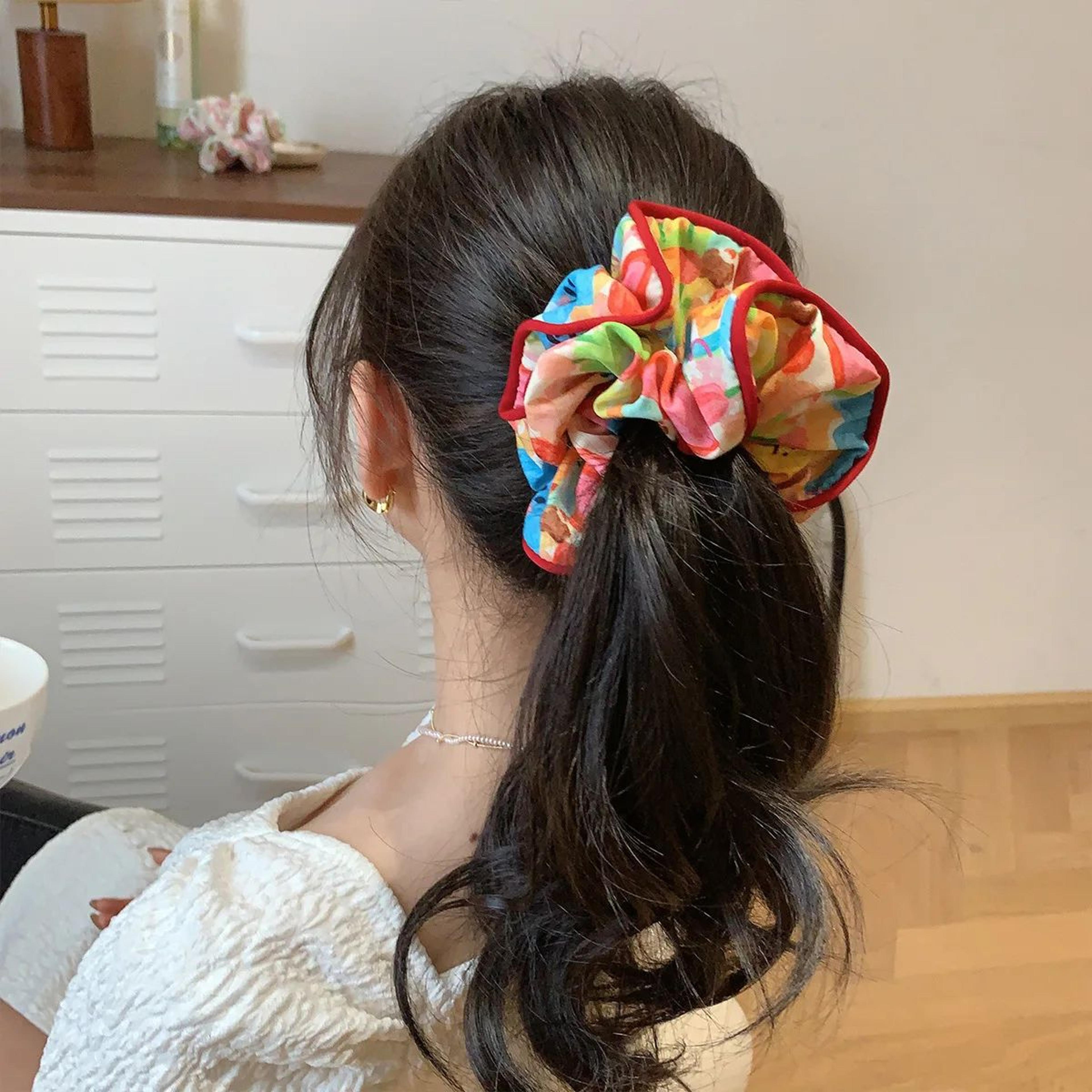 oversized printed hair scrunchie