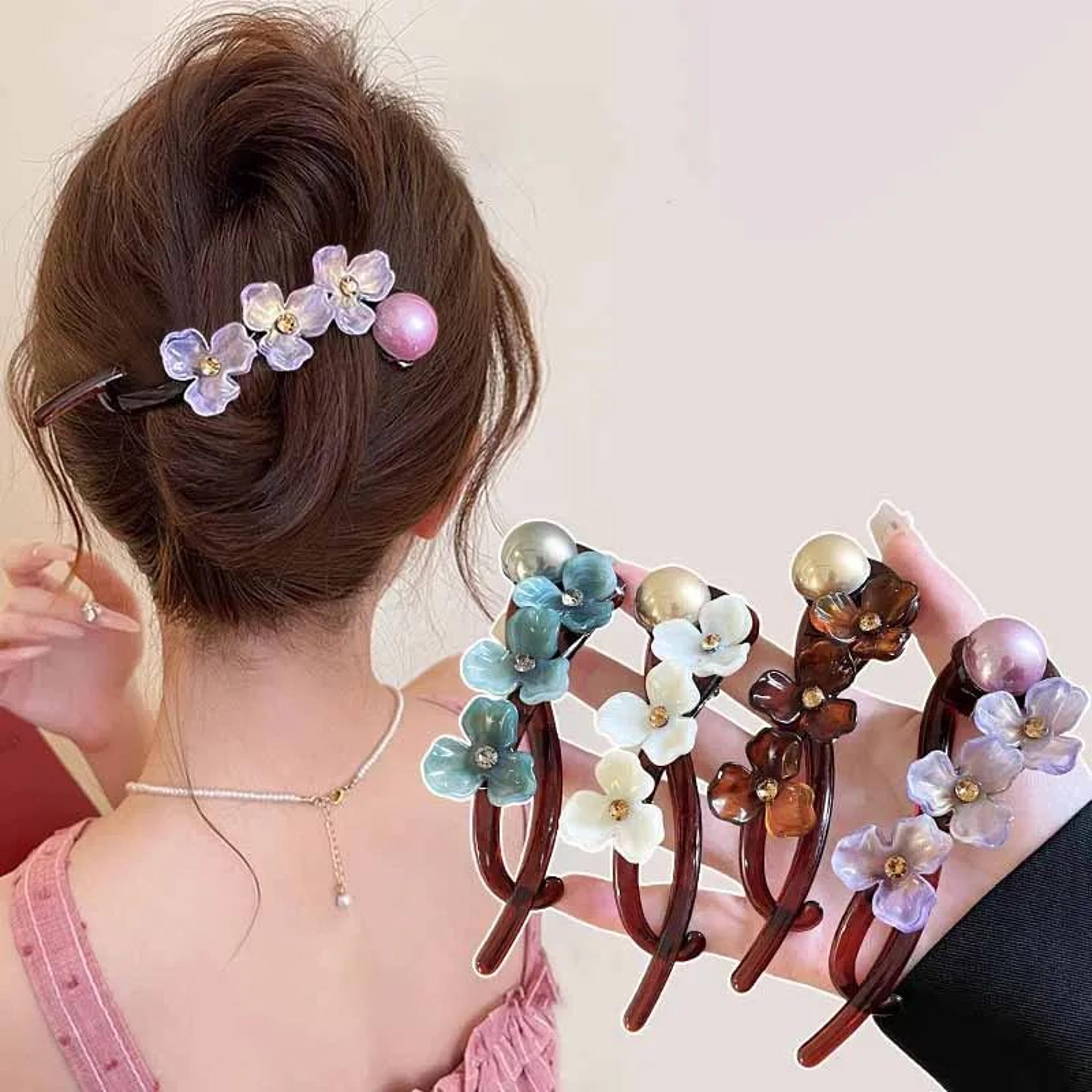 pearl flower twist hair clip