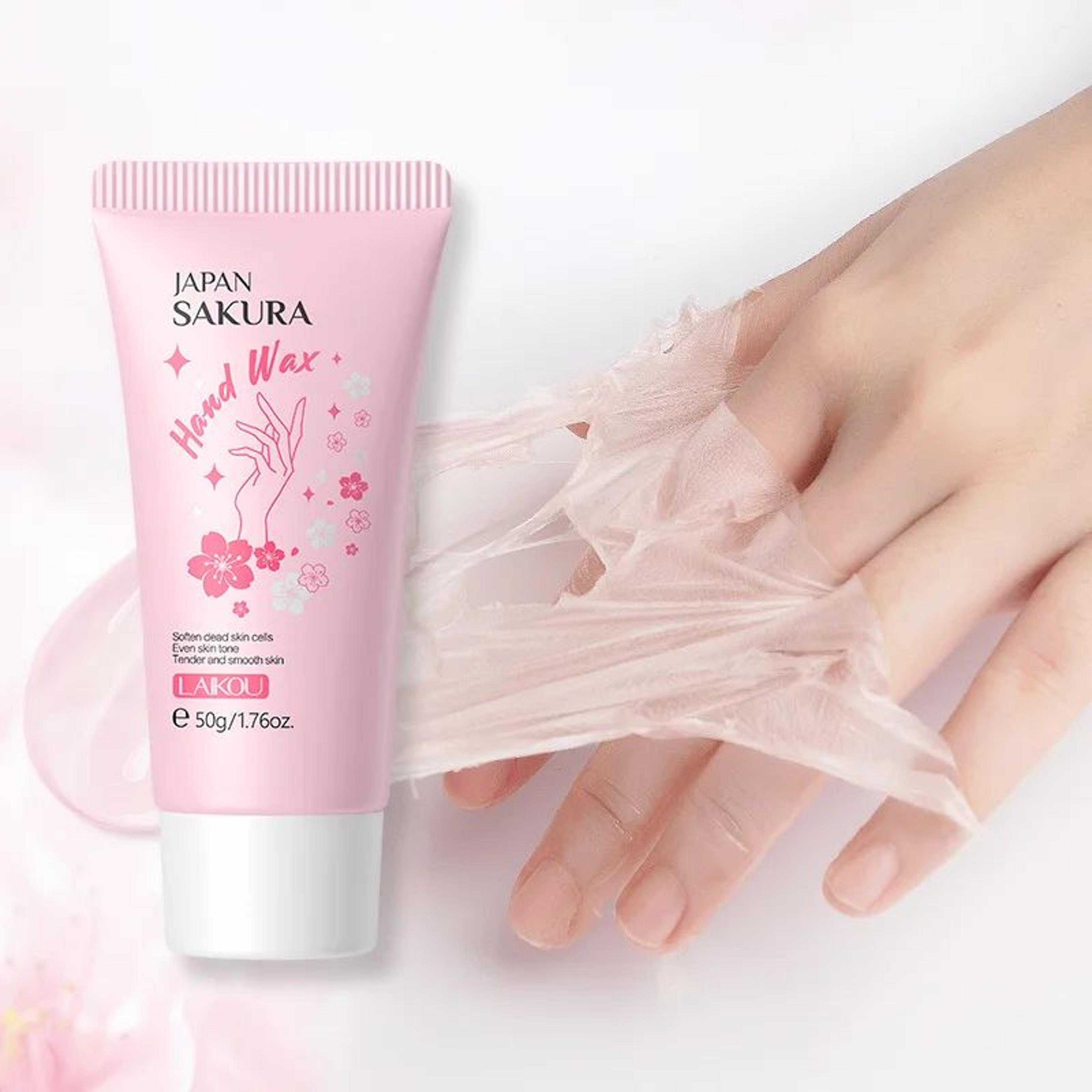 sakura moisturizing and exfoliating hand wax mask