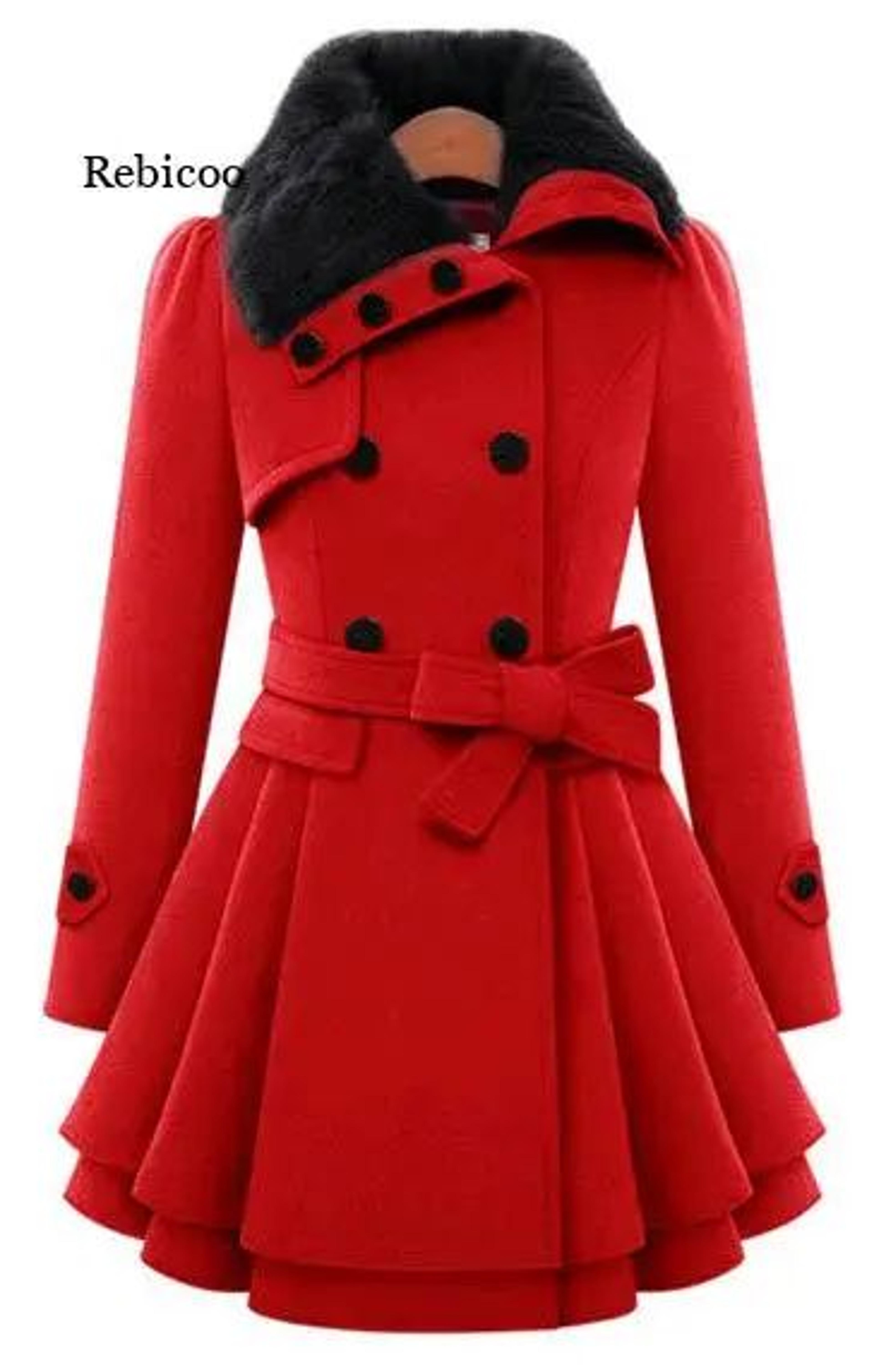women's elegant long double-breasted winter coat