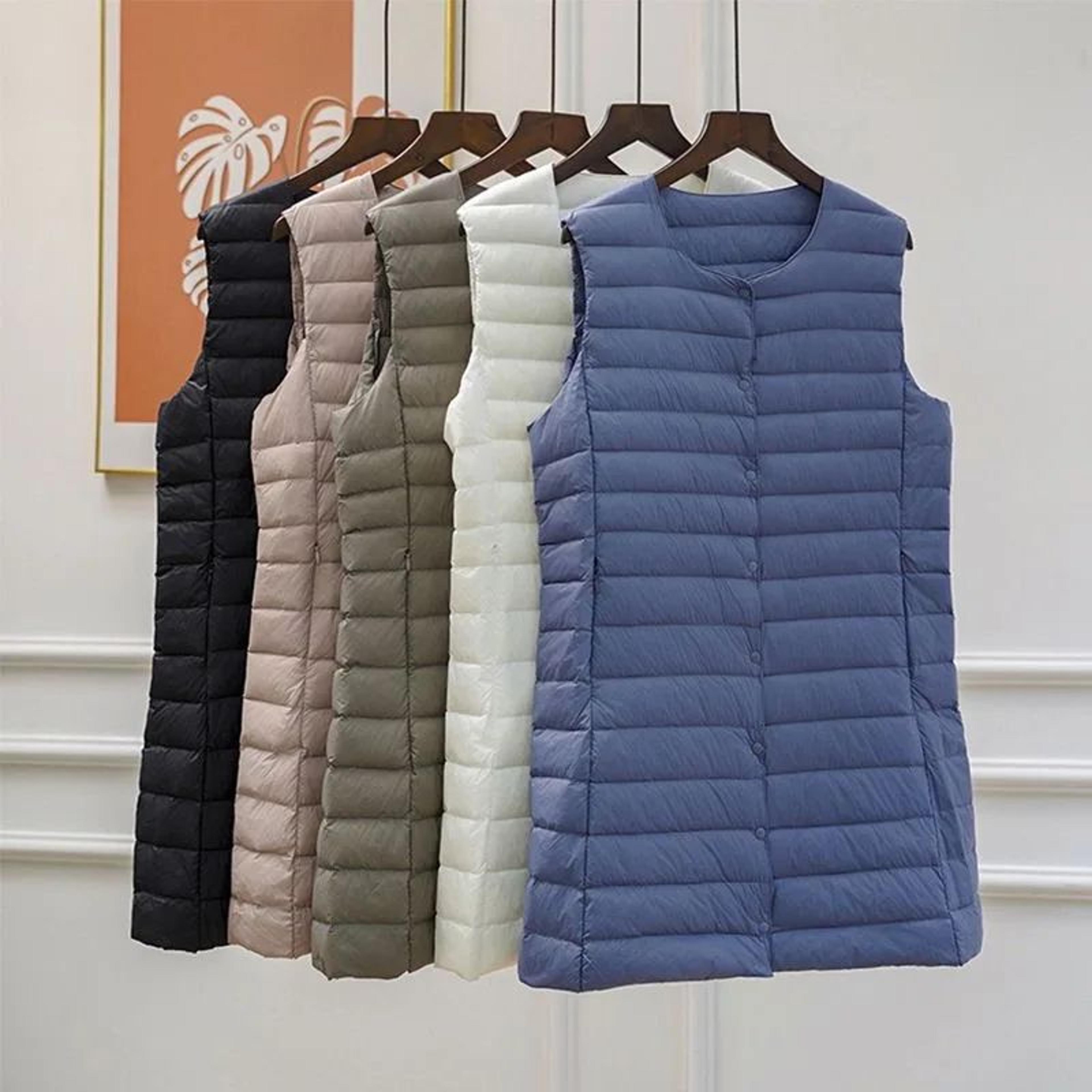 women's elegant mid-length down vest