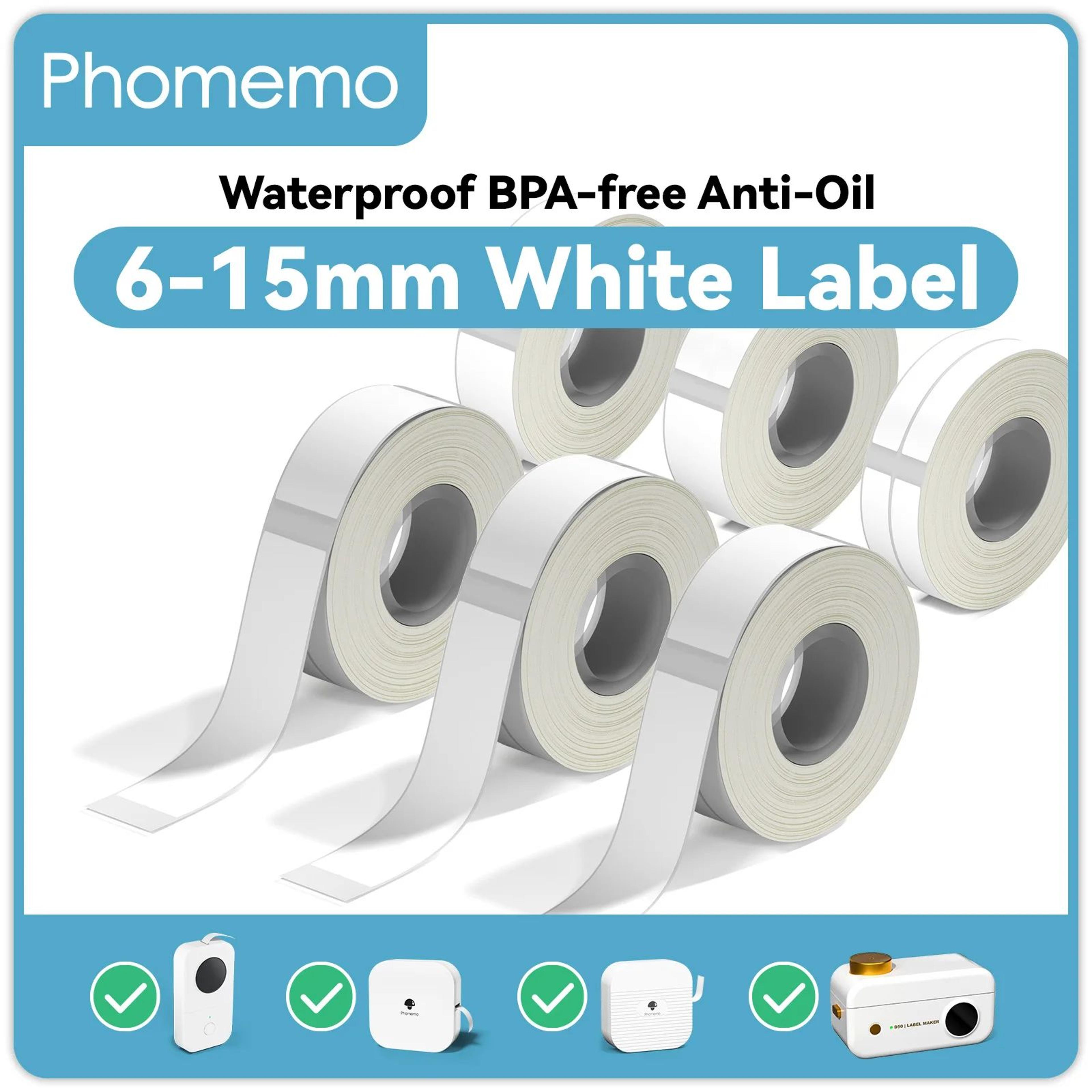 3 rolls white thermal label maker sticker tape