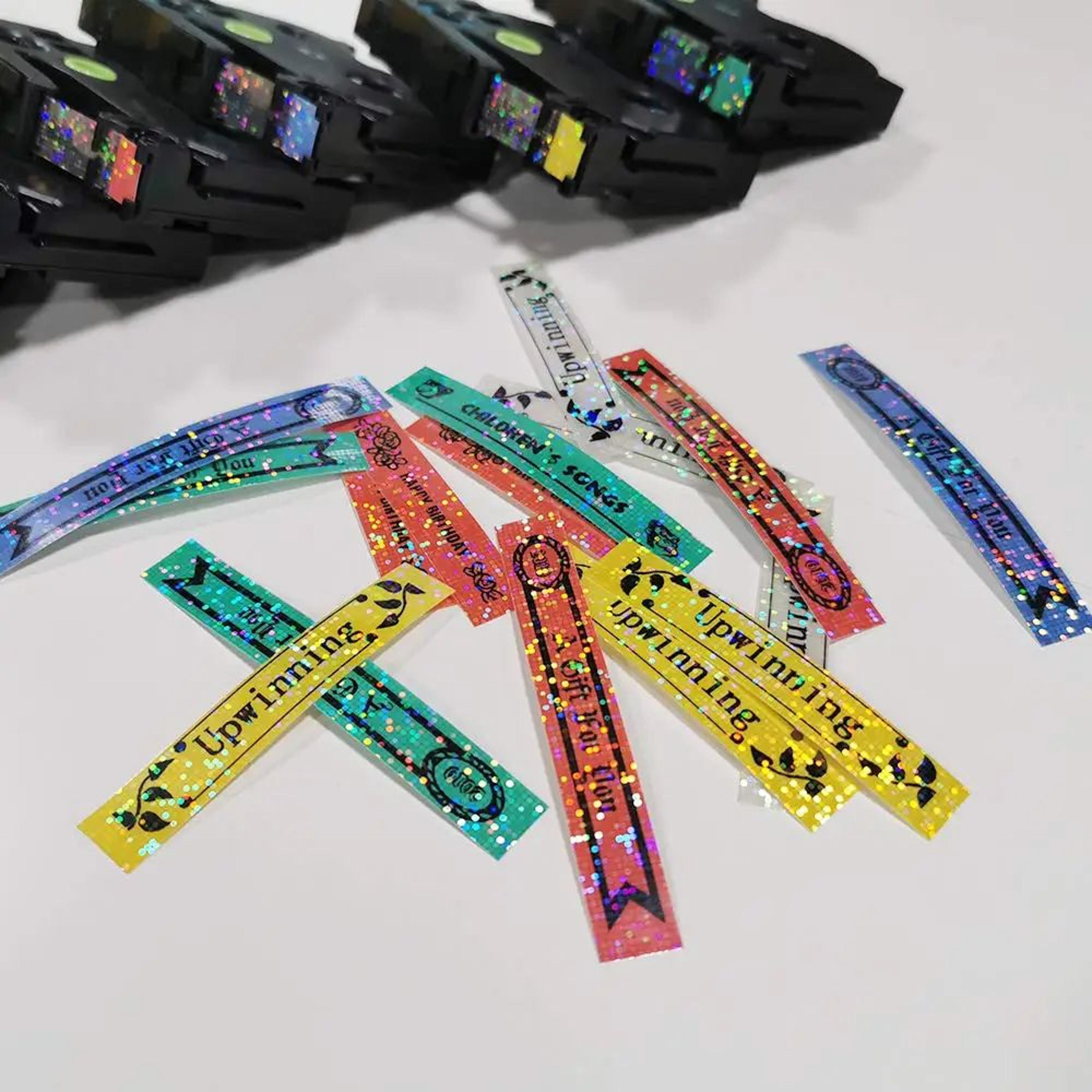 holographic checkered glitter label maker tape