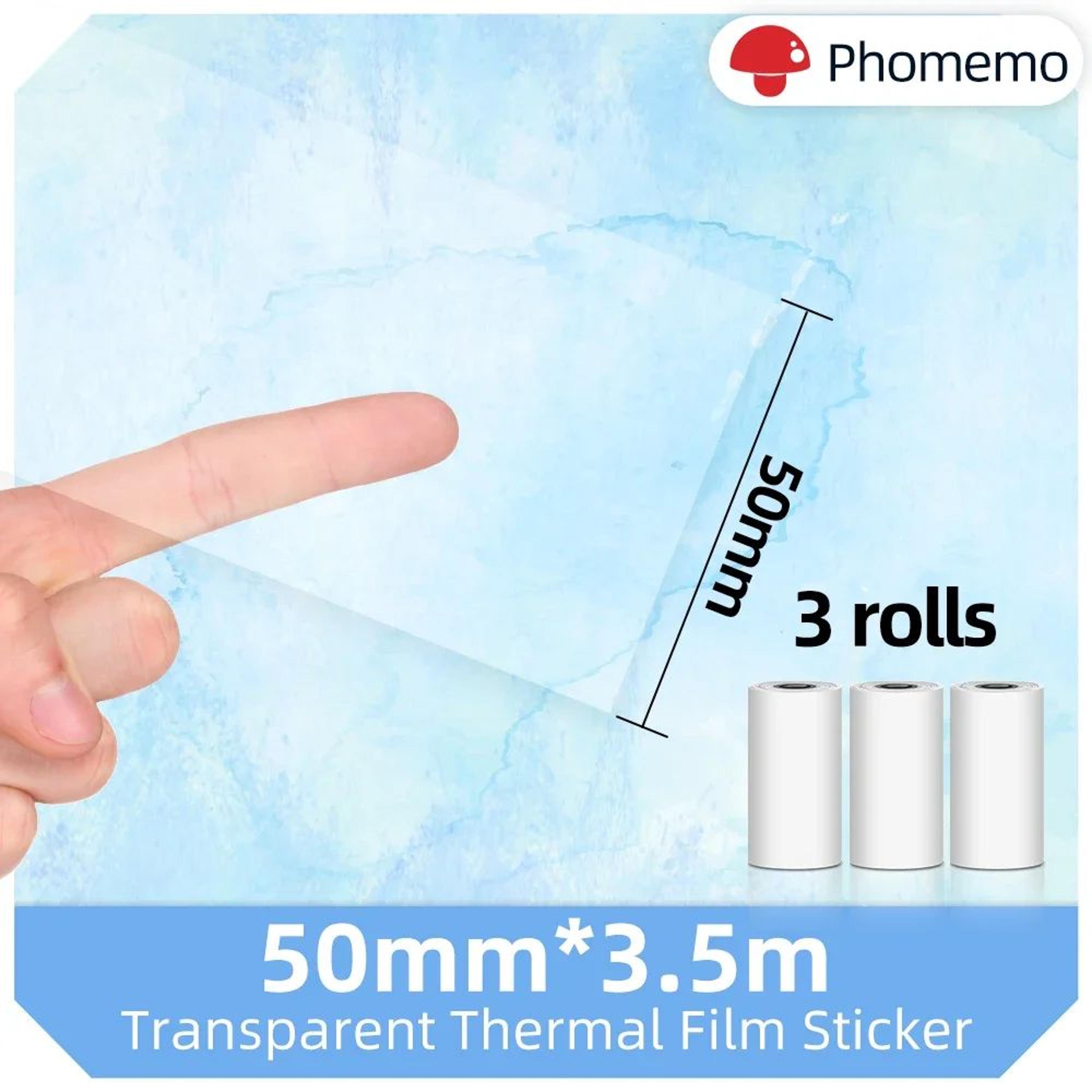 3 rolls clear self-adhesive mini thermal printer paper
