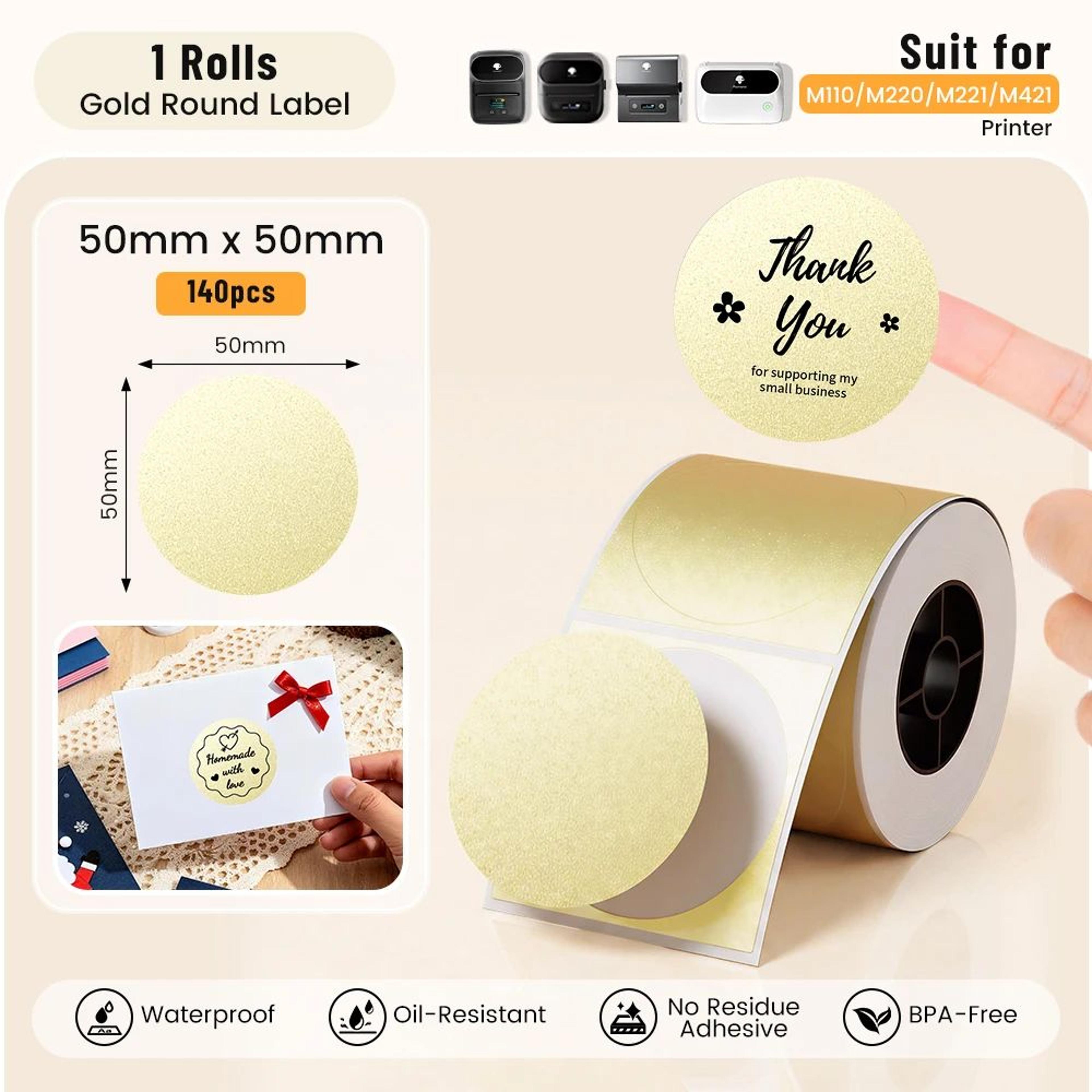 gold self-adhesive thermal label stickers with storage box