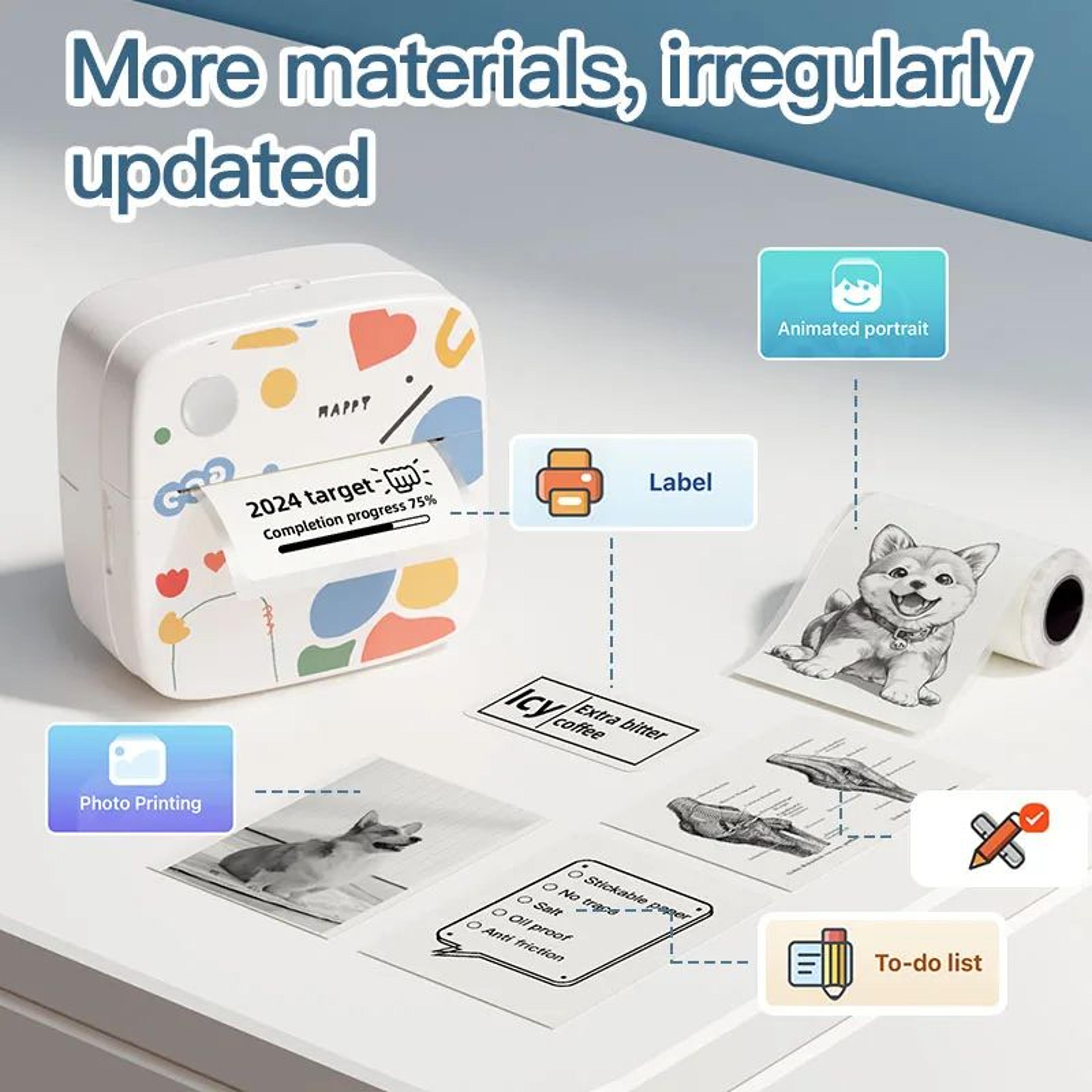 wireless mini thermal doodle and photo sticker printer