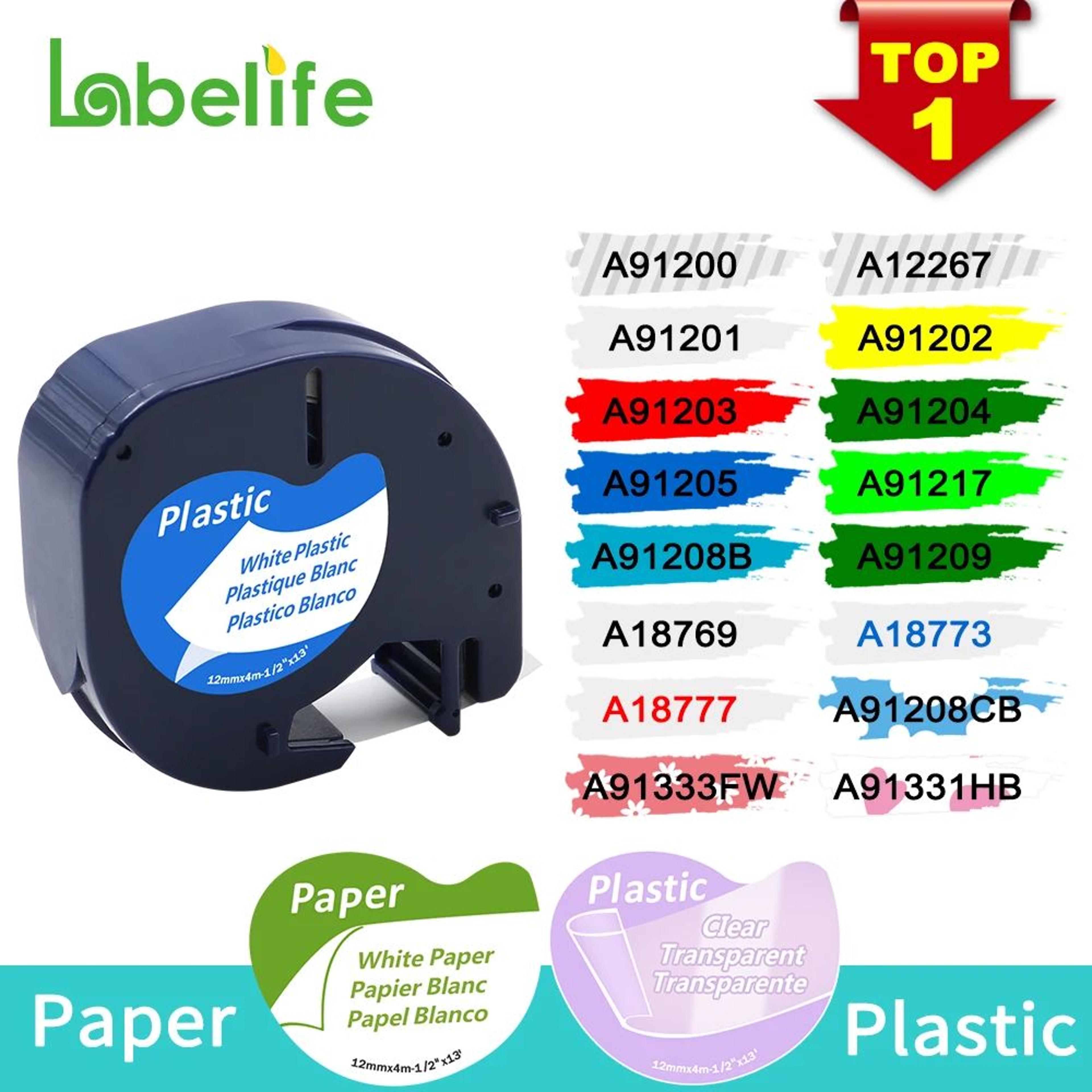 black on white plastic label tape refill