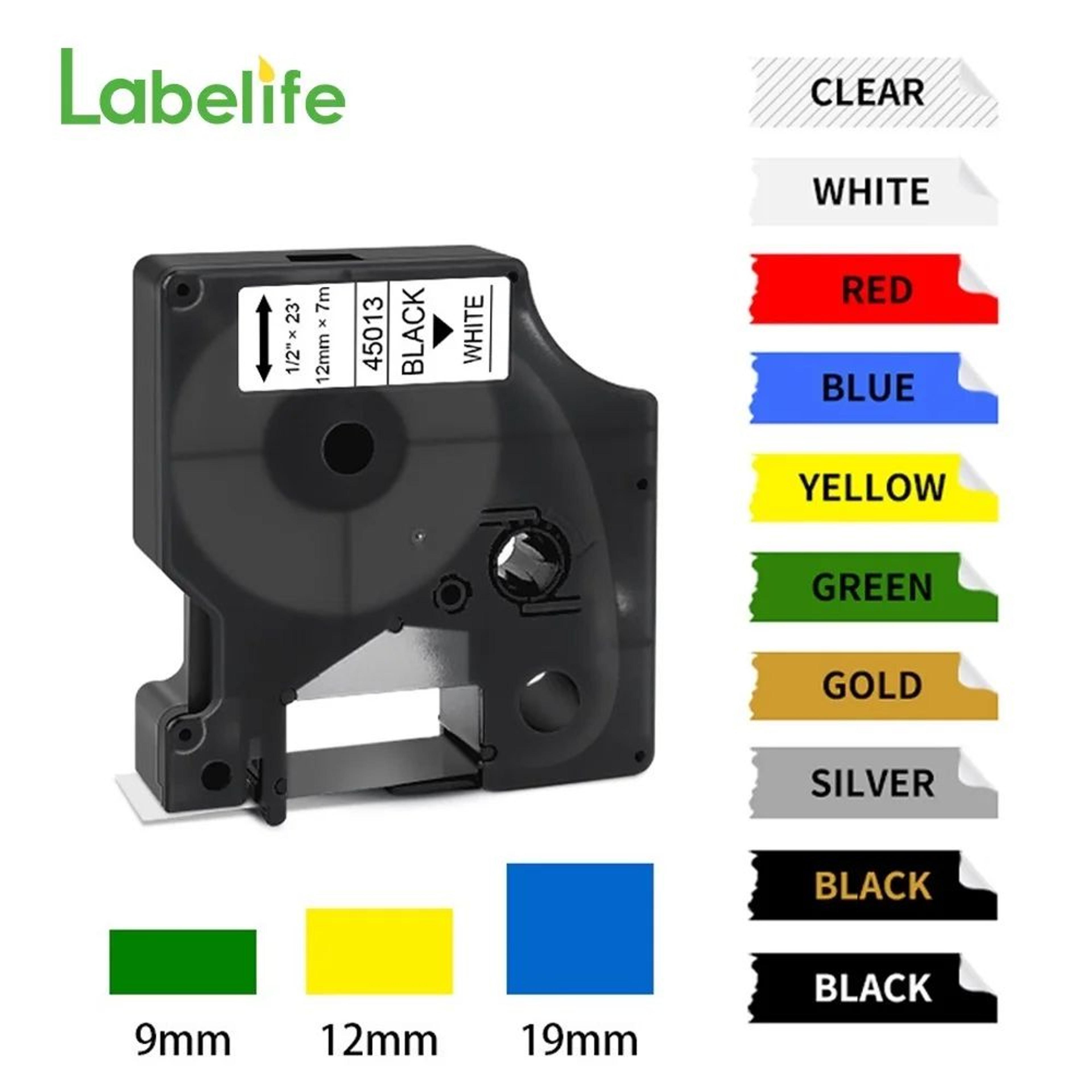 multi-width black on white label tape refill