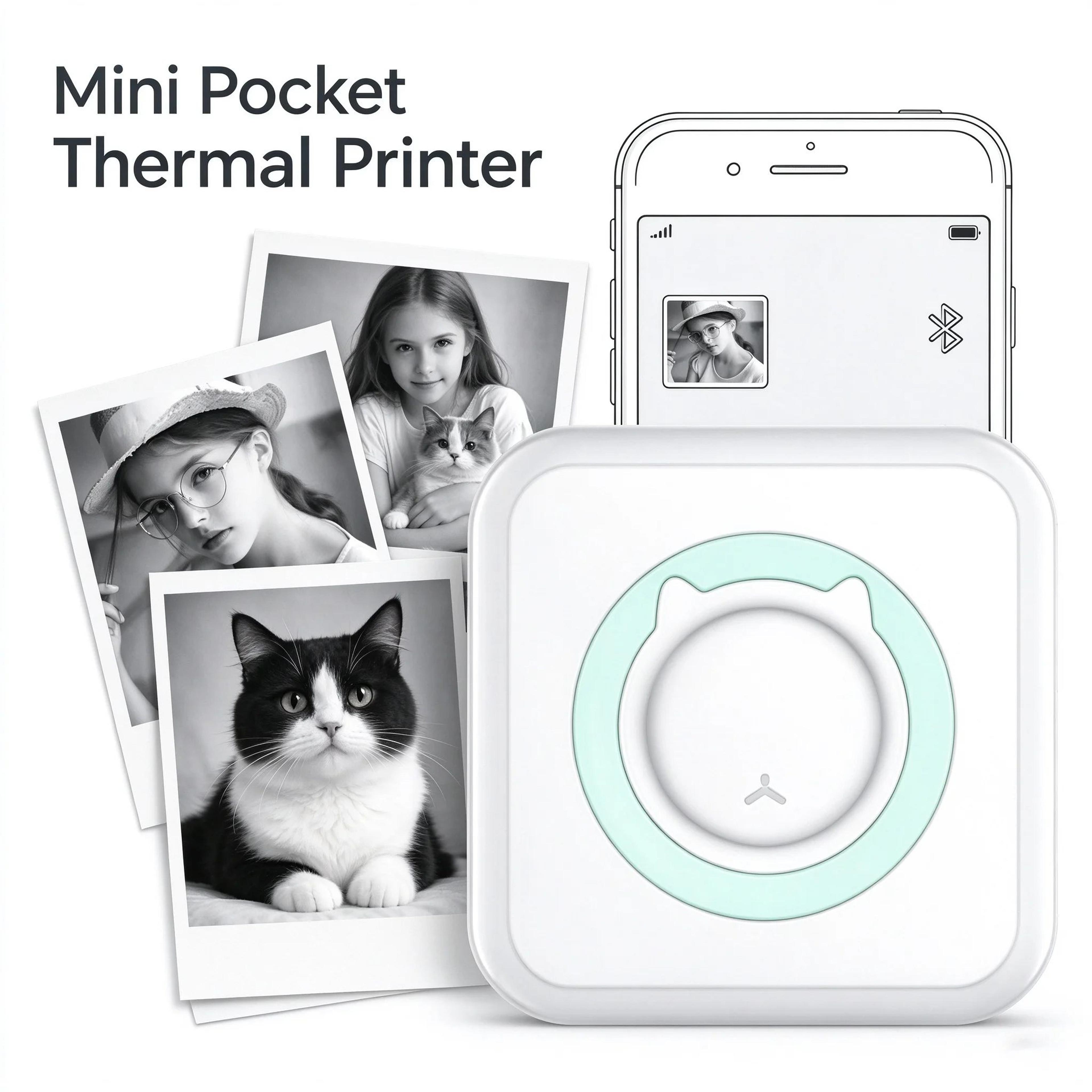 mini portable inkless photo printer