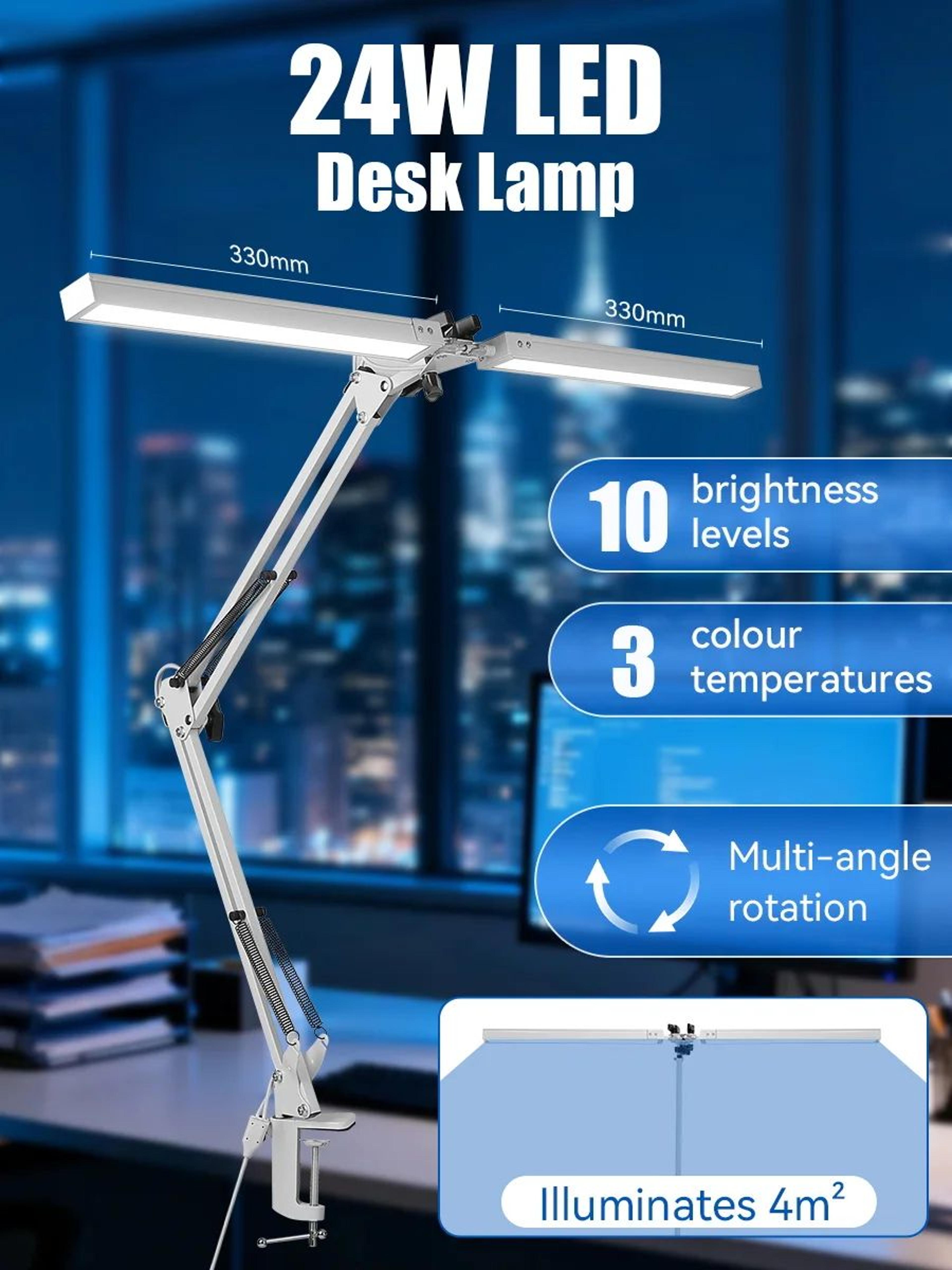double head dimmable led desk lamp